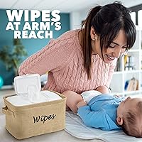 Vista 4 de Dejaroo - Cestas para organizar toallitas y artículos esenciales para recién nacidos, organizador de pañales y toallitas, regalos bordados para baby