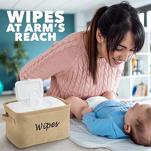 Miniatura 4 de Dejaroo - Cestas para organizar toallitas y artículos esenciales para recién nacidos, organizador de pañales y toallitas, regalos bordados para baby
