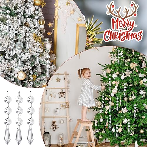 Miniatura 10 de Nuenen 100 piezas de cristales colgantes para centros de mesa, guirnalda de candelabros, árbol de Navidad, lágrima, prismas de cristal, adornos