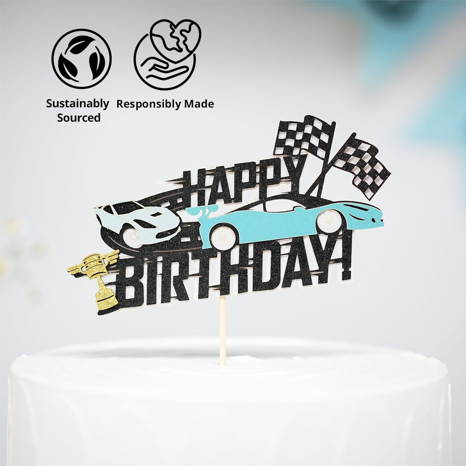 Formula 1 Birthday Decorations—Race Car Birthday Party Decorations. Includes Cars Balloon Arch Kit, Pump, Cake Topper, Plates, Napkins, Forks, and Banner. Cars Themed for Boys, Girls & Men, Serves 20
