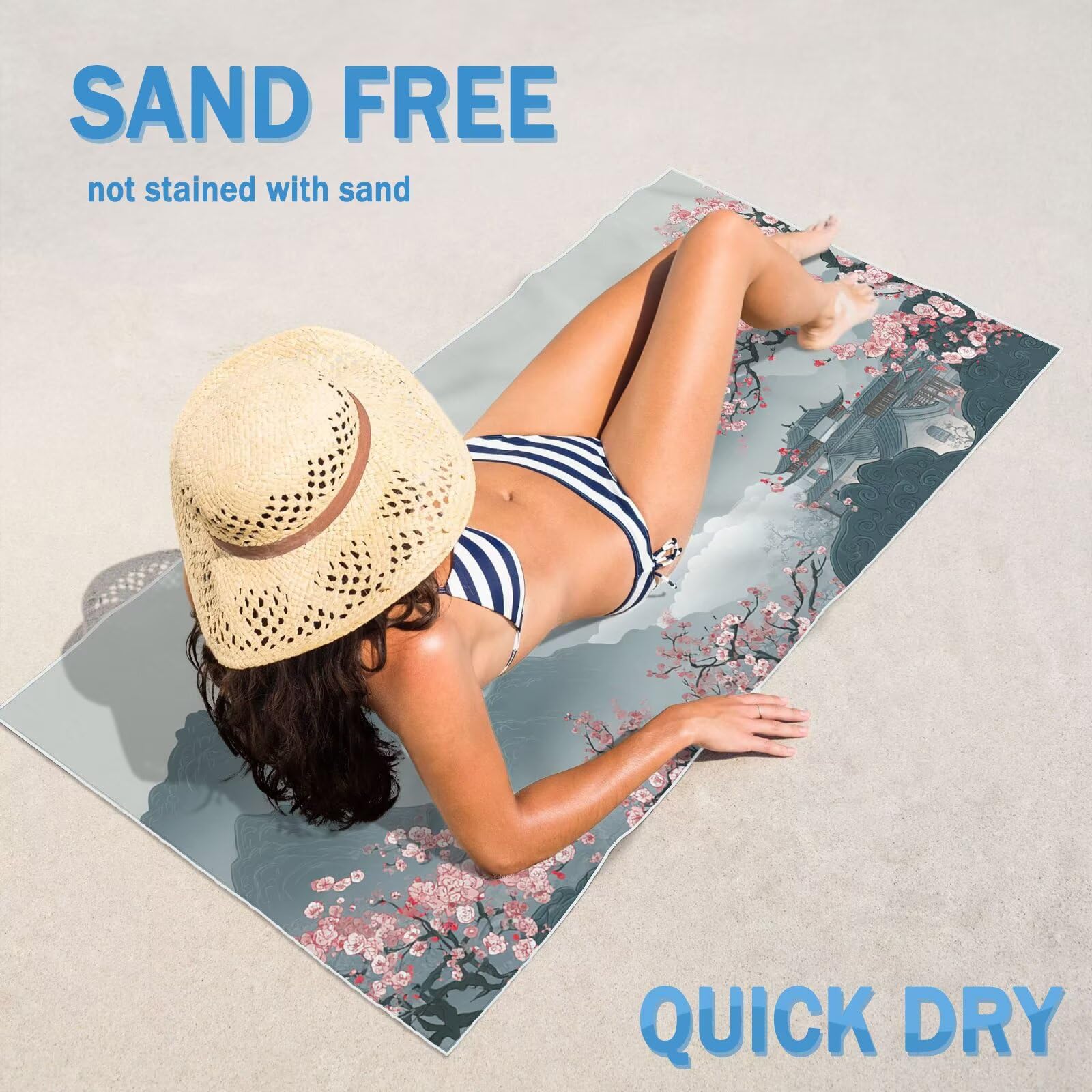 Toalla Playa XXL 90x180cm Montaña，Toalla Microfibra 2 Pack Planta Secado Rápido y Antiarena，Absorbente，Ligera Fina y Compacta，Aplicable a Playa，Baño，Piscina，Gimnasio，Viajes，Sauna YJ-271
