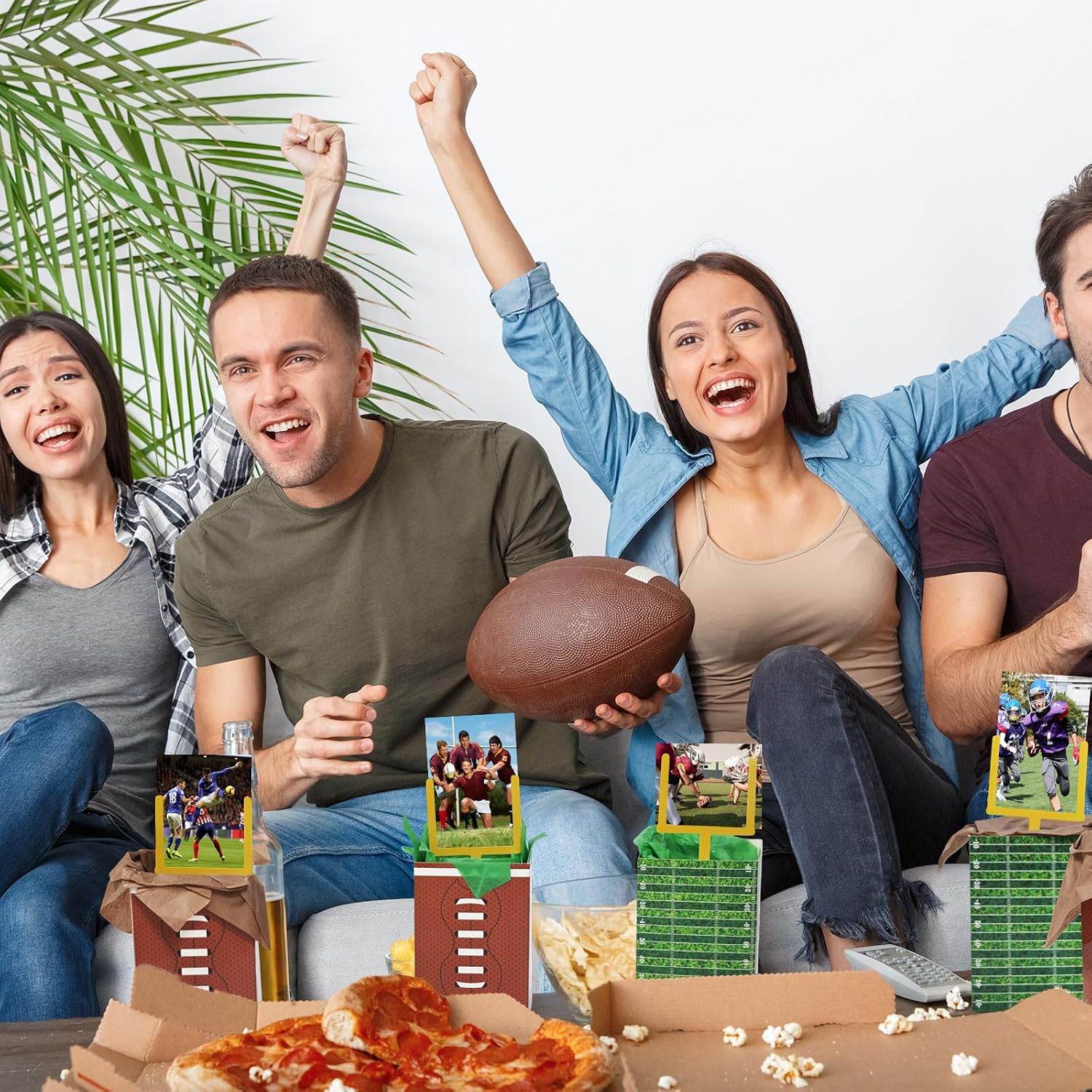 Cinrobiye Football Homecoming Table Centerpiece Kit 12 Set with Goal Post Photo Holders DIY Football Party Decorations for Game Day Tailgate Team Banquet Birthday Supplies image 5