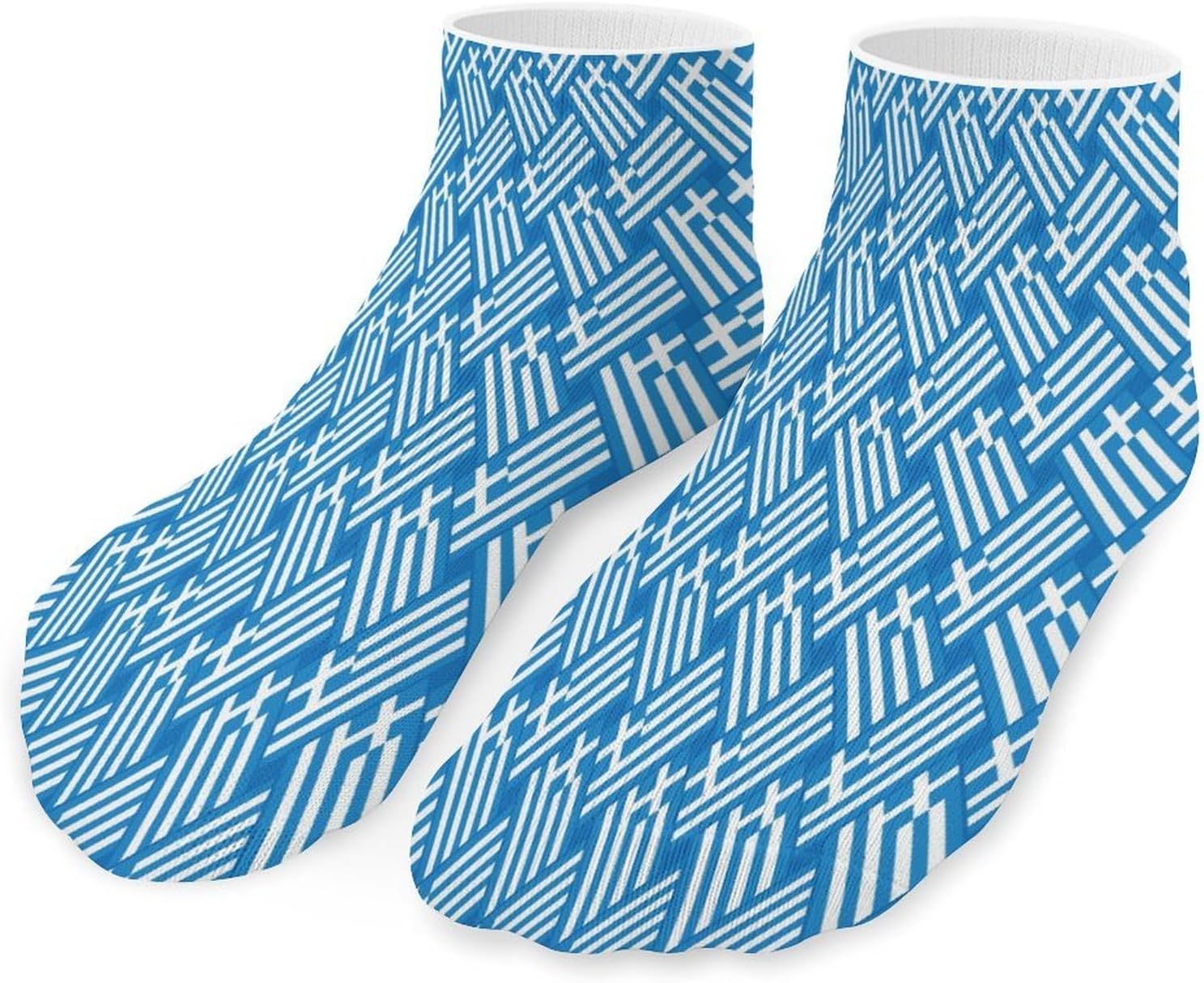 Greek Flag 5 Pairs Low Cut Ankle Socks Casual Liner Sock No Show Invisible Socks for Men Women
