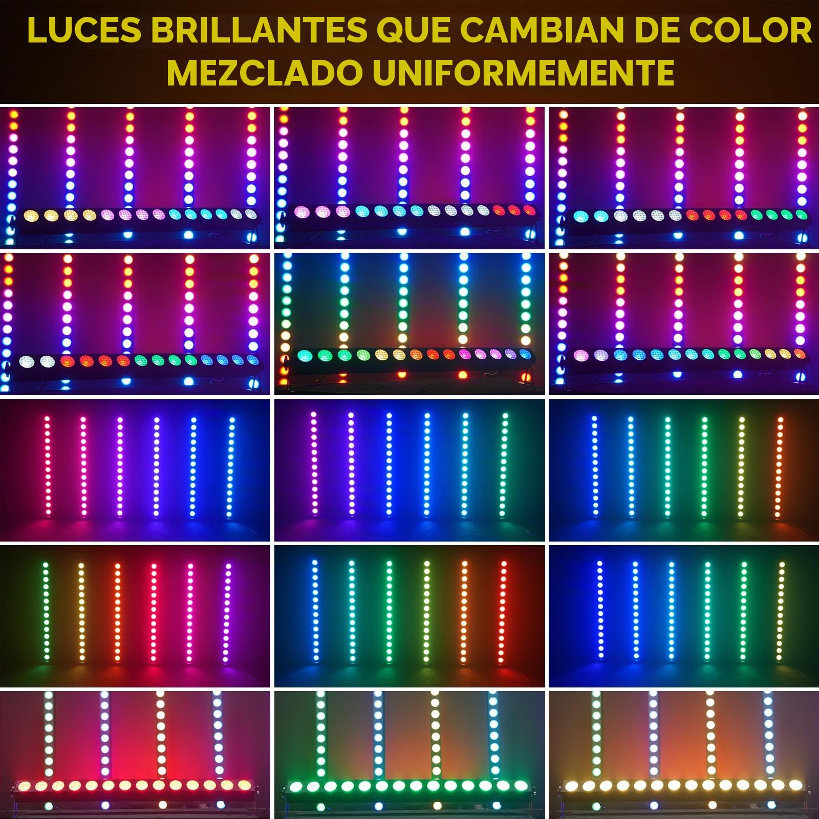 14 * 20W COB Wallwasher Luz de Escenario Barra, Foco de Efecto LED RGBW Ángulo de Haz 25° Control de Punto DMX512 Luz de Fiesta Estroboscópica para Dj Halloween Exteriores Disco