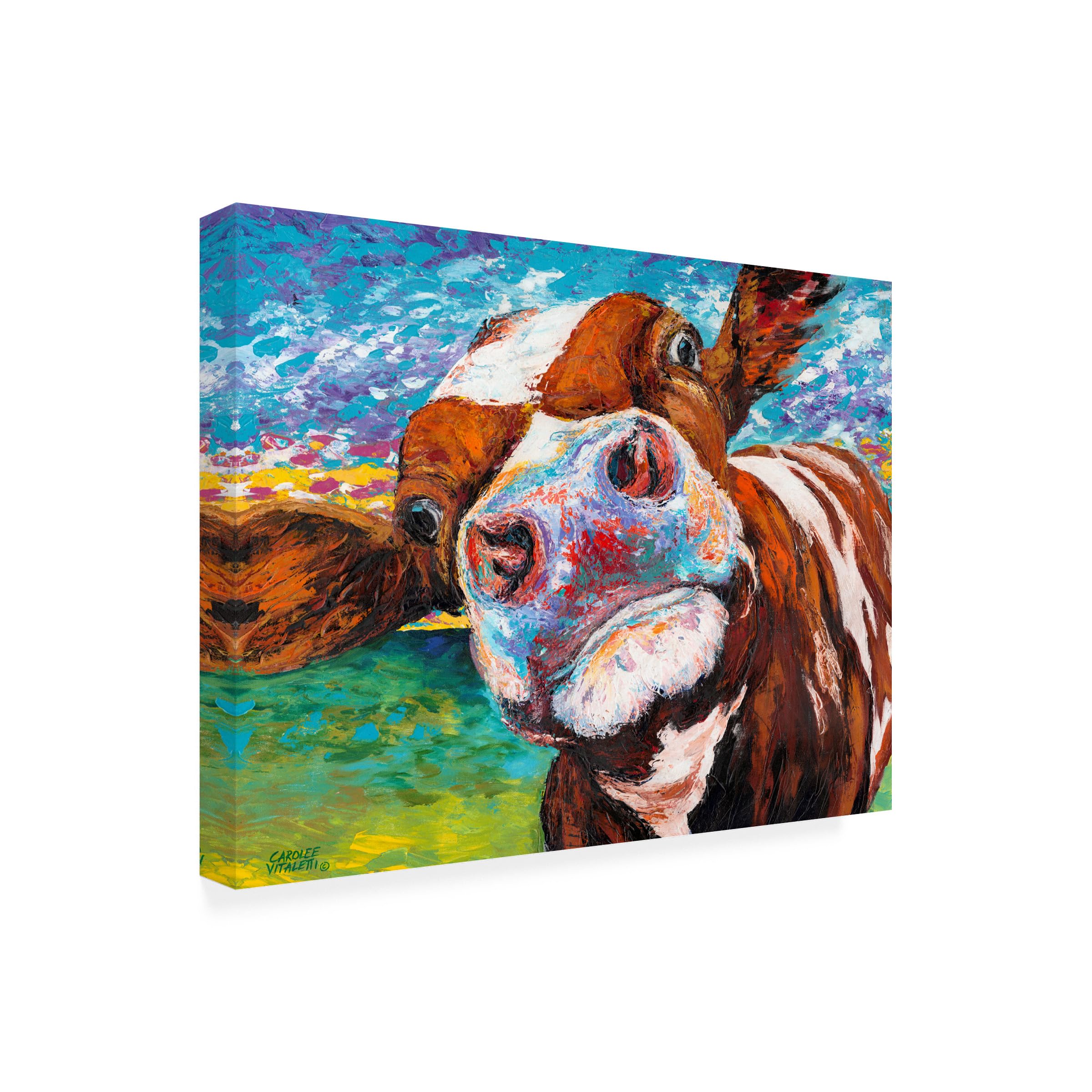 Curious Cow I ' Canvas Art by Carolee Vitaletti 18x24