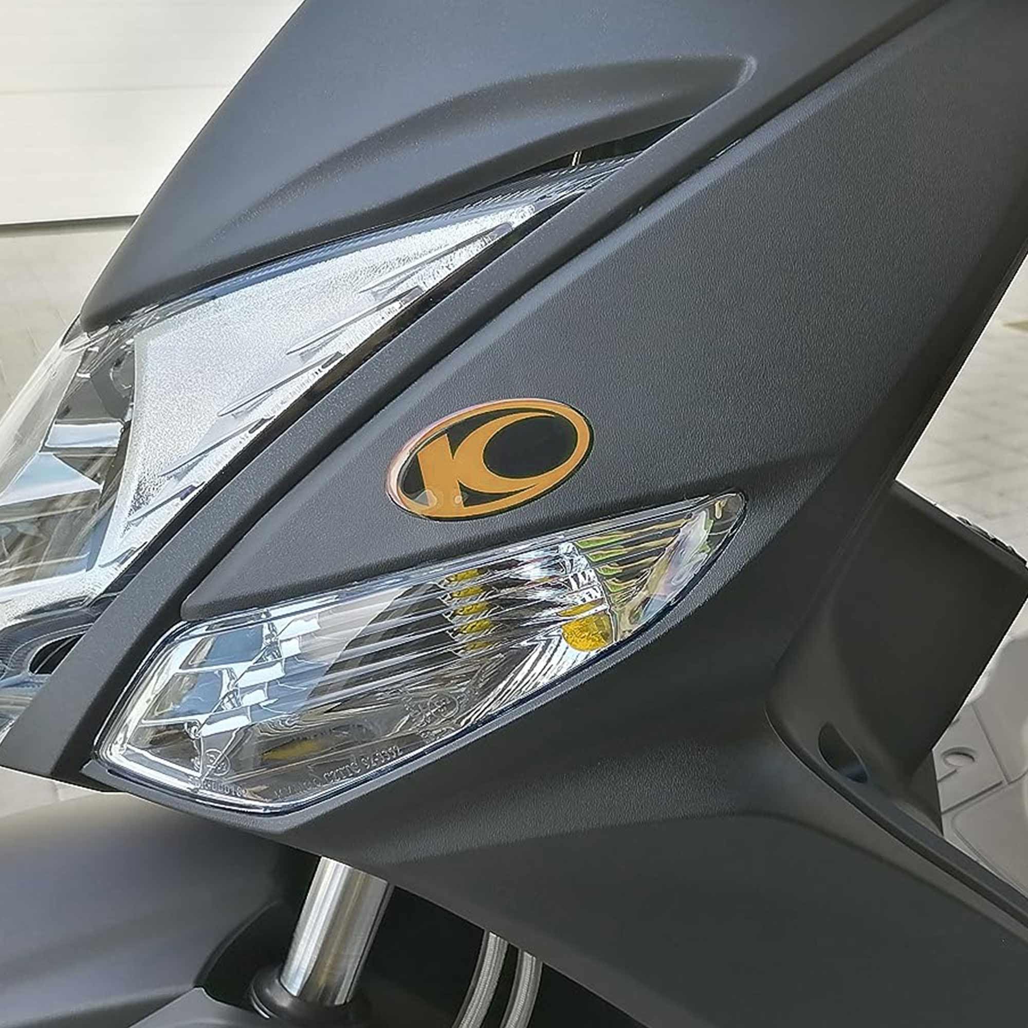 labelbike - 2 Stickers Logo Resin Gel 3D Compatible for Scooter Kymco Black Gold