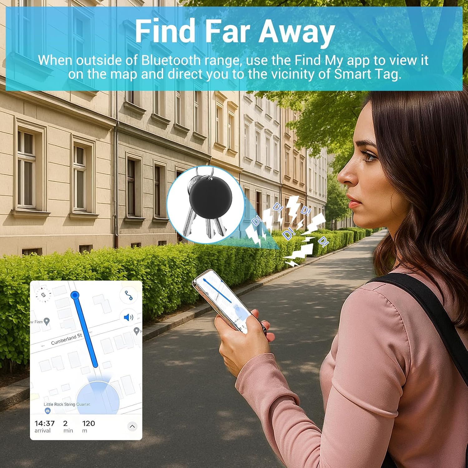 [Apple MFi Certified] LBPRT Air Tracker Tag 4 Pack, Smart Bluetooth Item Finder Work with Apple Find My (iOS Only, Android not Supported), Key Locator for Luggage Suitcase, Wallet. Replaceable Battery - Image 4