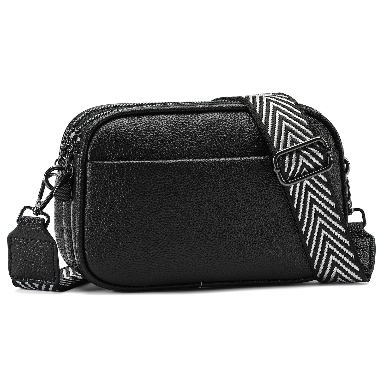 GAEKEAO Midnight Black Crossbody Purses for Women Crossbody Bag, Small Cross Body Bag for Woman Shoulder Purse with Triple Top Zipper