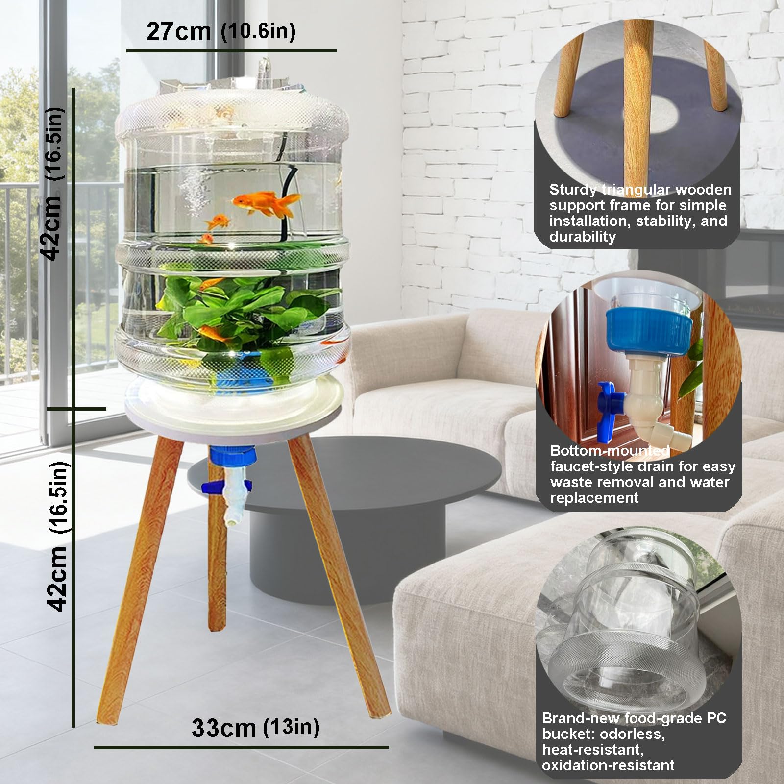 Pecera, Kit De Acuario 20 Litros - Diseño De Válvula De Drenaje Inferior, Fácil De Cambiar El Agua Y Limpiar, Con Soporte, Cubo Para Acuario, Grifo, Bomba De Oxígeno, Filtr(Size:Acuarios y accesorios)