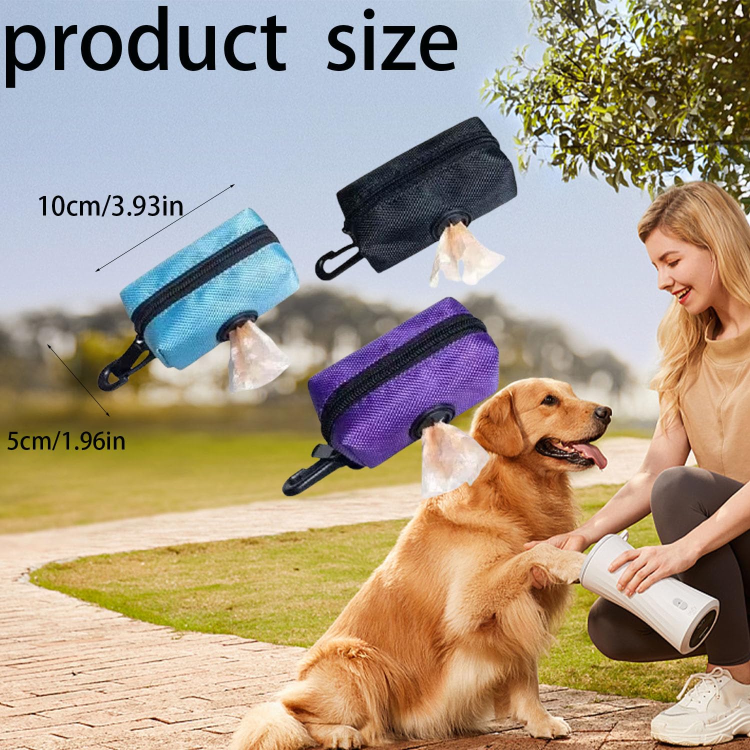 Dog Poop Bag Holder Dispenser For Leash With Premium Hook Small Doggy Poop Bags Zipper Pouch with Carabiner Clip - Image 3