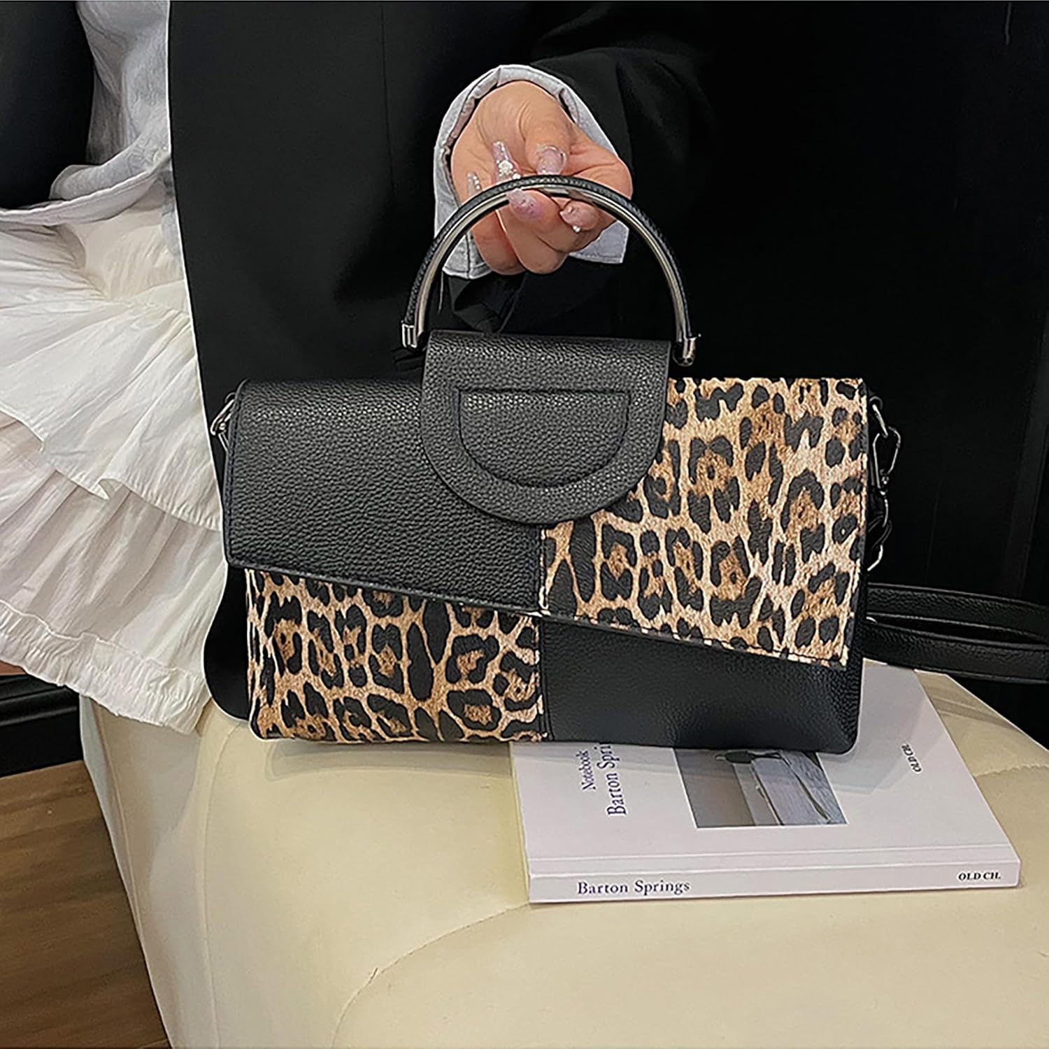 Women's Snakeskin Flap Tote Top Handle Satchel Handbag Pu Leather Clutch Purse Casual Shoulder Crossbody Bag - Image 2