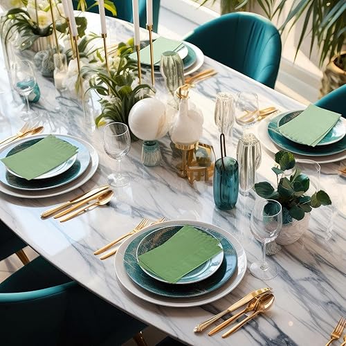 Miniatura 10 de Cholemy 200 servilletas festoneadas para invitados, color pastel, servilletas de cóctel, toallas de mano desechables para baño, invitados, toallas