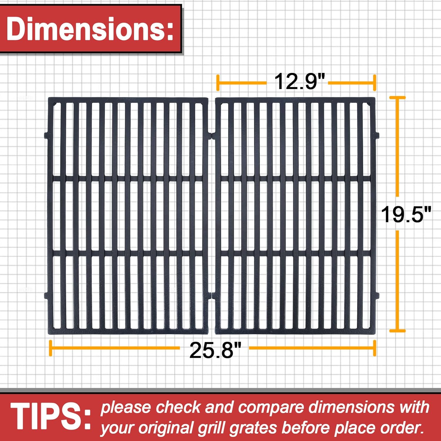 GGC 7524 Cast Iron Grill Grates, Stainless Steel 7620 7621 Flavorizer Bars and 7622 Heat Deflectors Replacement for Weber Genesis 300 Series Genesis E/S310 E/S320 E/S330 EP-310 EP-320 EP-330