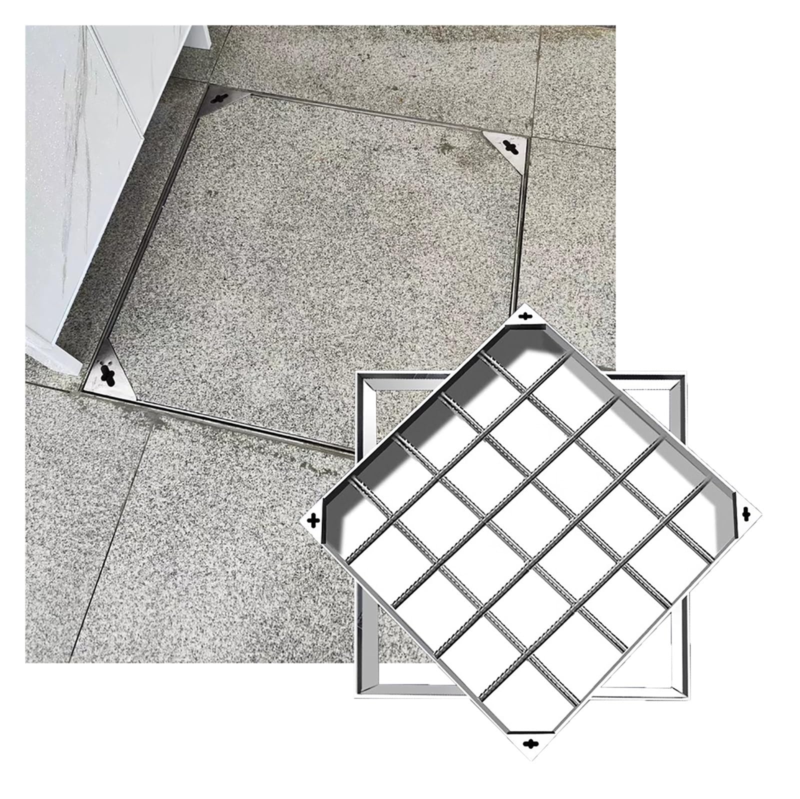 Couvercle de regard invisible acier inoxydable fosse septique système drainage extérieur