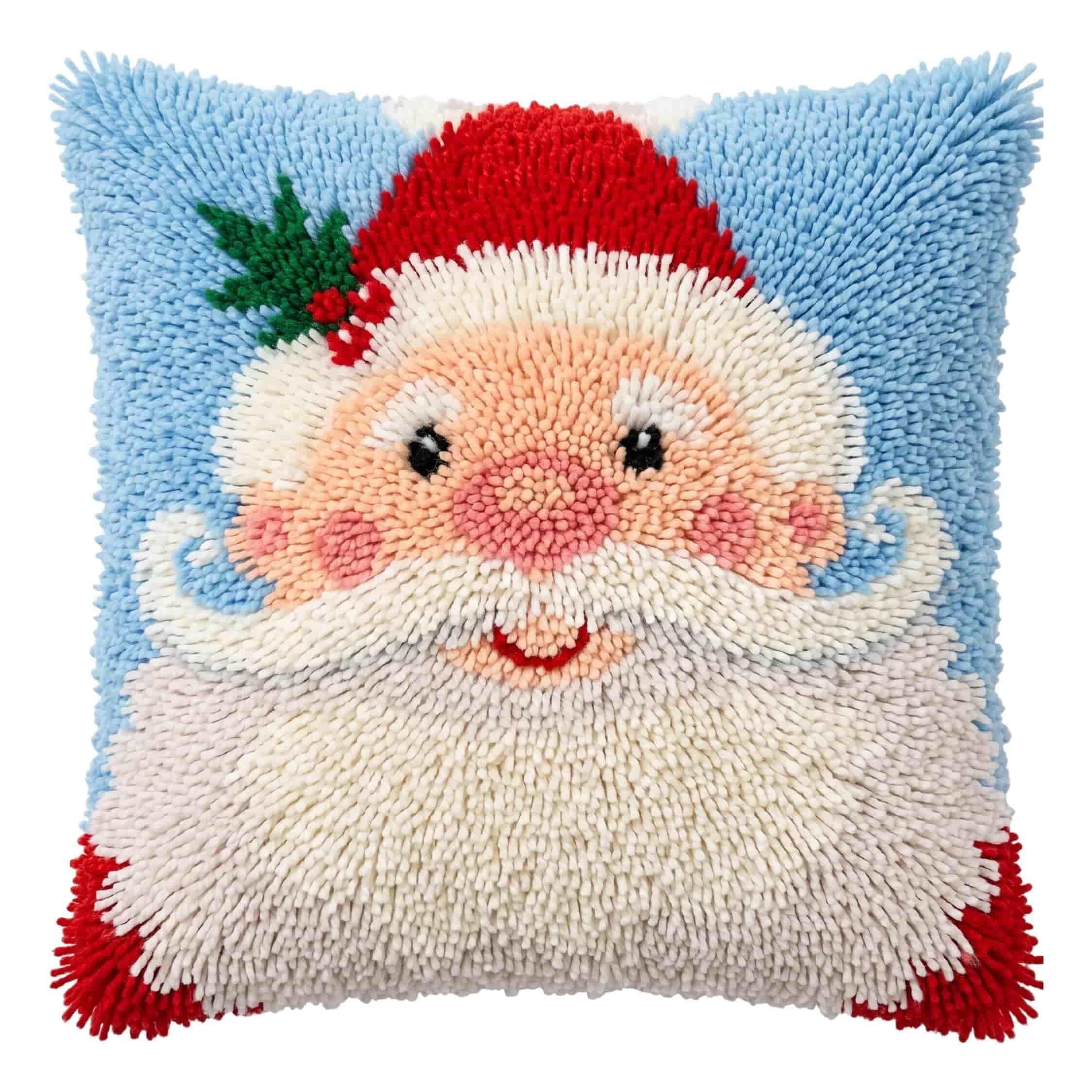 AxiangziK Latch Hook DIY Pillow Kit,Santa Cushion Cover 43X43Cm