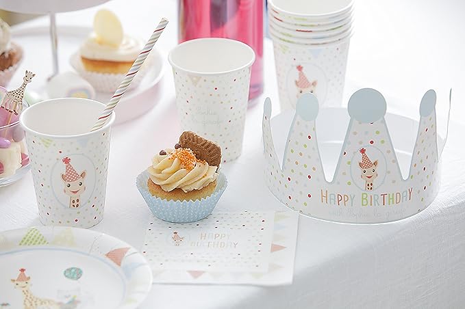 Sophie La Girafe Kids Birthday Decorations Party Supplies For 12 Children S Paper Goods Jungle Animal Plates Cups Napkins Utensils Invitations Banner Balloons Cake Cupcake Toppers Crown 110 Piece Kit Home Kitchen Amazon Com