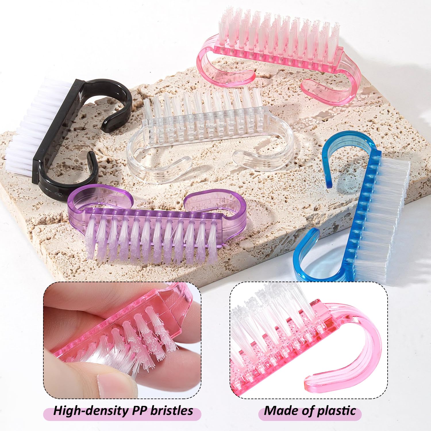 25 Pieces Small Horn Brush, Nail Brush, Mini Nail Brush, Color Nail Brush, Portable Nail Brush, Nail Brush With Handle - Image 3
