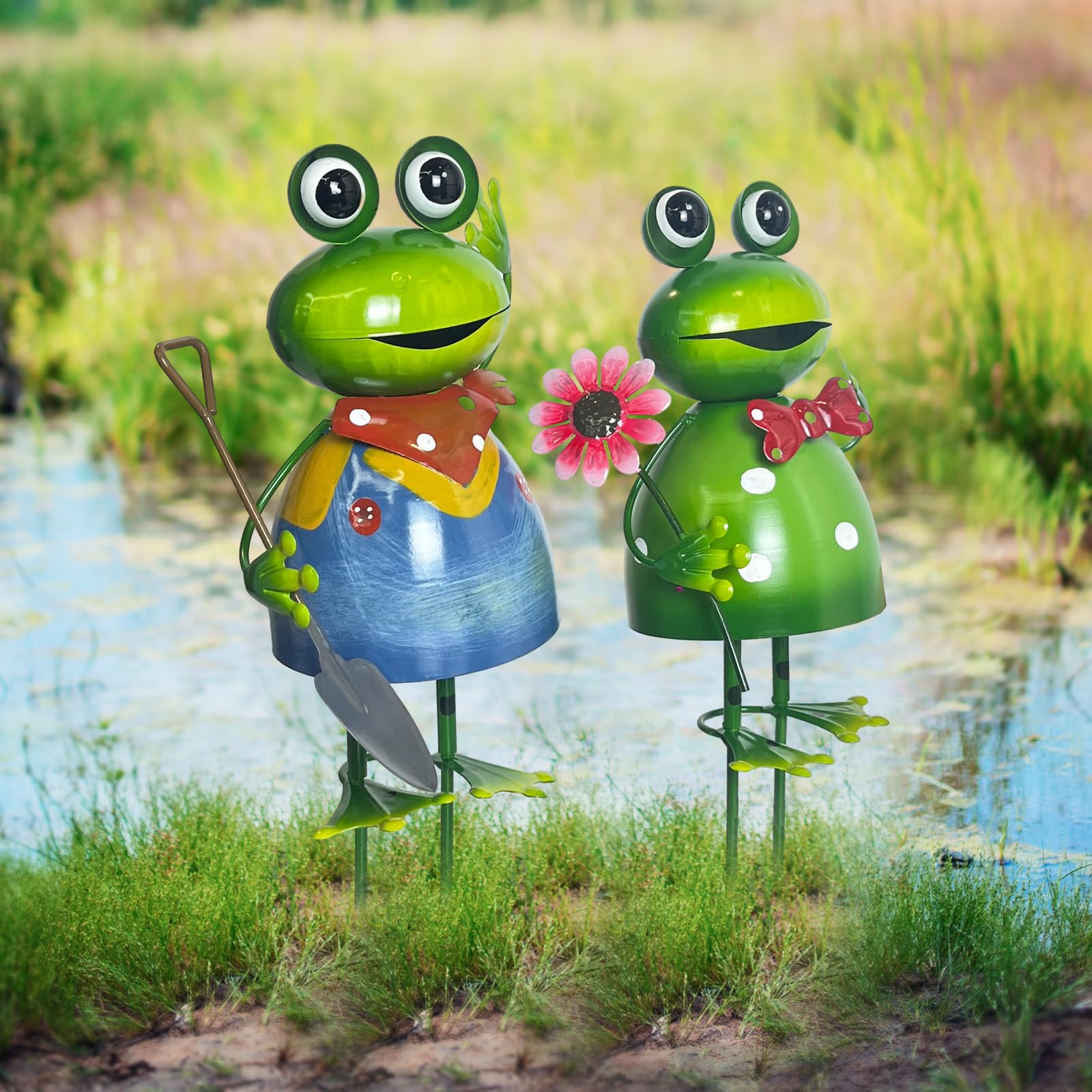 Frog Yard Art Frog Metal Art Garden Decor, Garden Art, Hand Painted