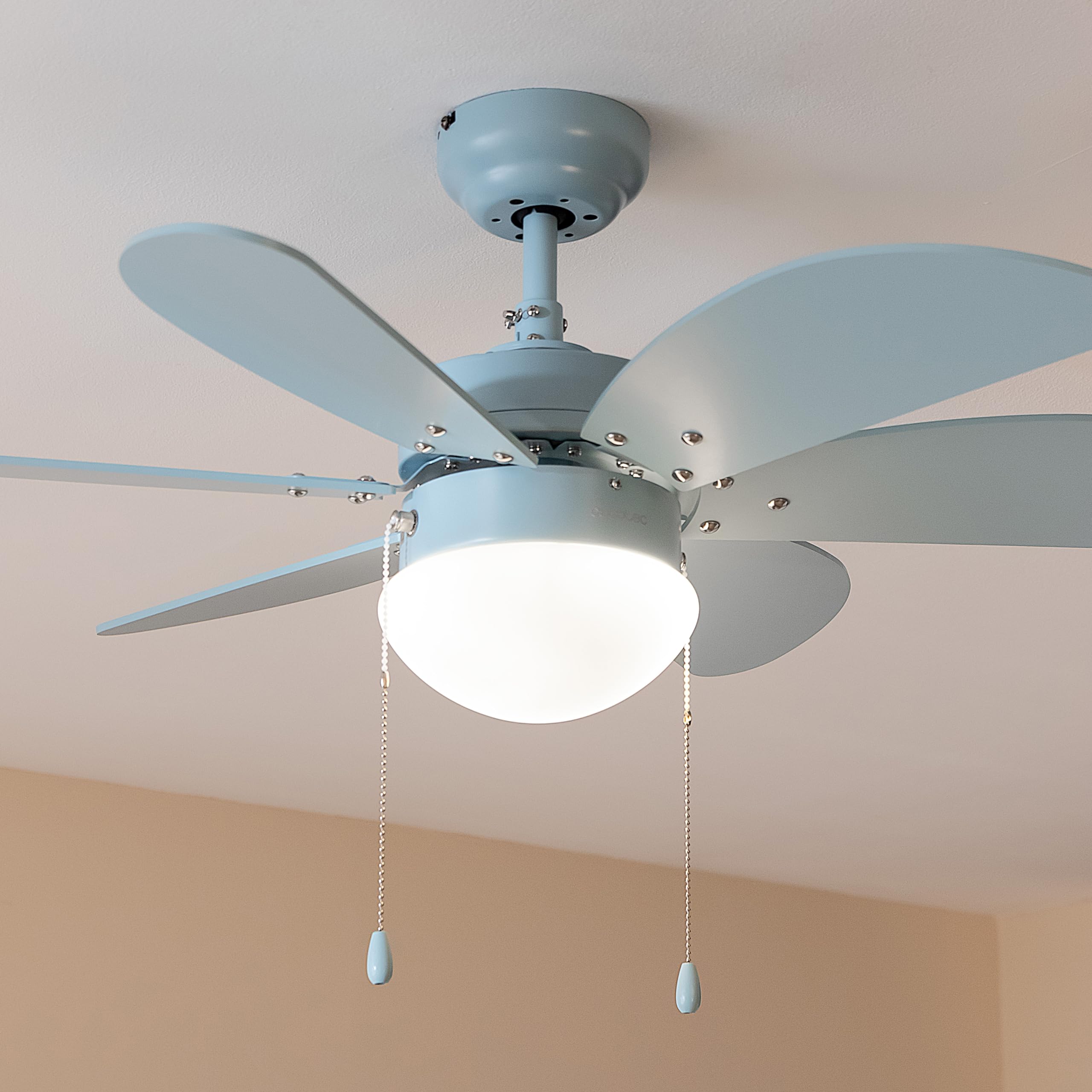 Cecotec EnergySilence Aero 3600 Vision Full Sky Deckenventilator mit Licht 50 W, 36", 3 Geschwindigkeiten, 6 umschaltbare Flügel, Winter-Sommer-Modus, einfache Bedienung, Ein/Aus, Kettenschalter