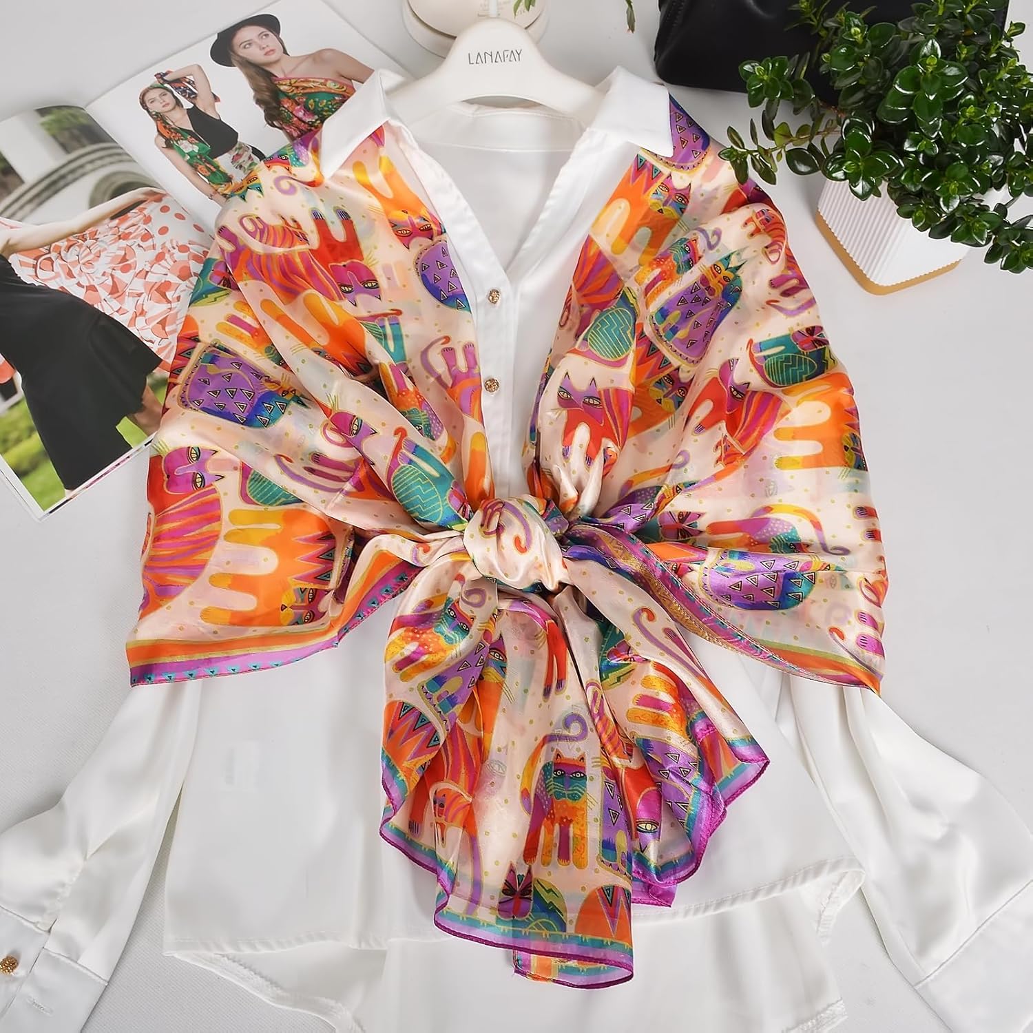 Women's 100% Mulberry Silk Scarf Lightweight Long Floral Print Neck Scarf, Beach Wrap & Travel Photography Shawl Gift - Image 5