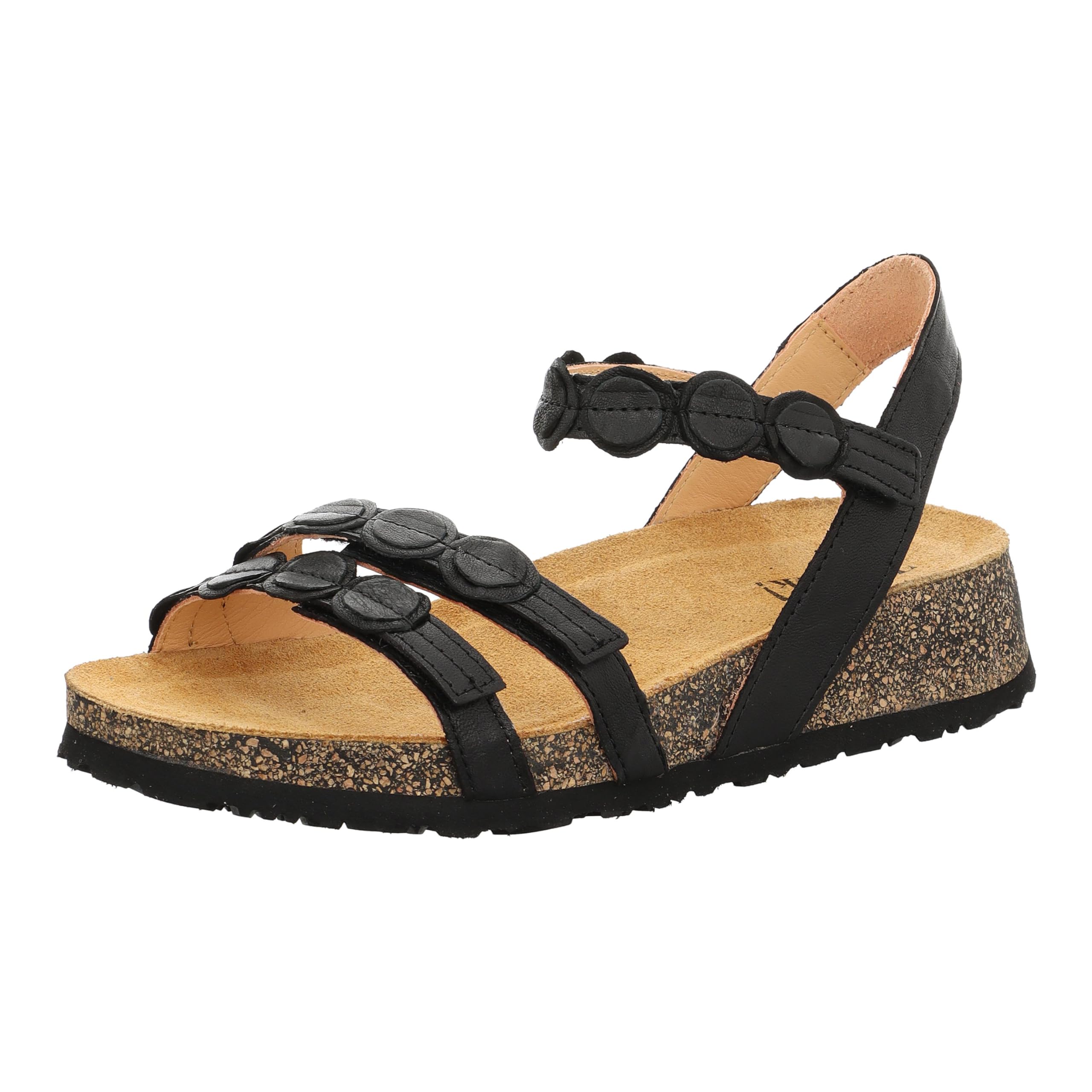 Think! Damen KOAK chromfrei gegerbte nachhaltige Sandale, SCHWARZ 0020