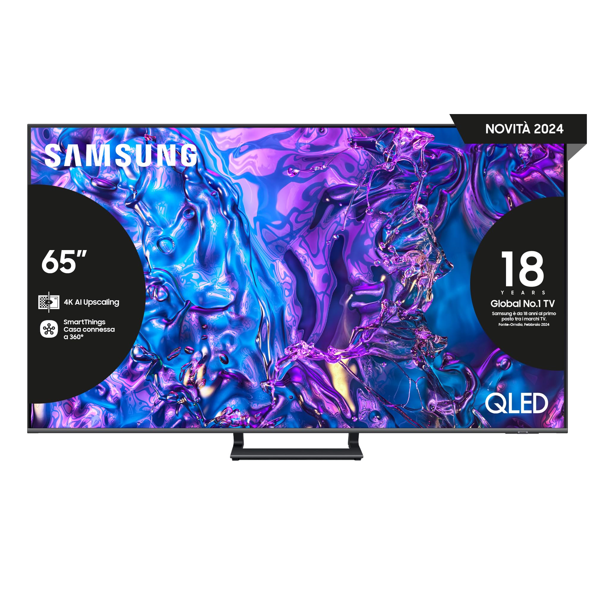 Samsung TV QE65Q74DATXZT QLED 4K, Smart TV 65" Quantum processor 4K, AirSlim, DVBT-2, Q-Symphony & OTS Lite, Integrato con Alexa e Bixby, compatibile con Google Assistant, Titan Gray 2024