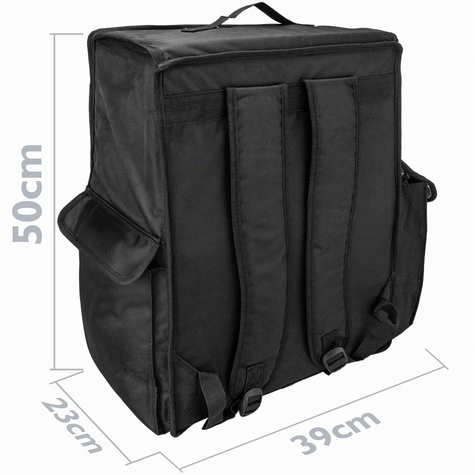 Nevera portátil negra 48 Litros 39x50x25cm, mochila bolsa isotérmica para picnic, camping, playa, entrega de alimentos en moto o bicicleta
