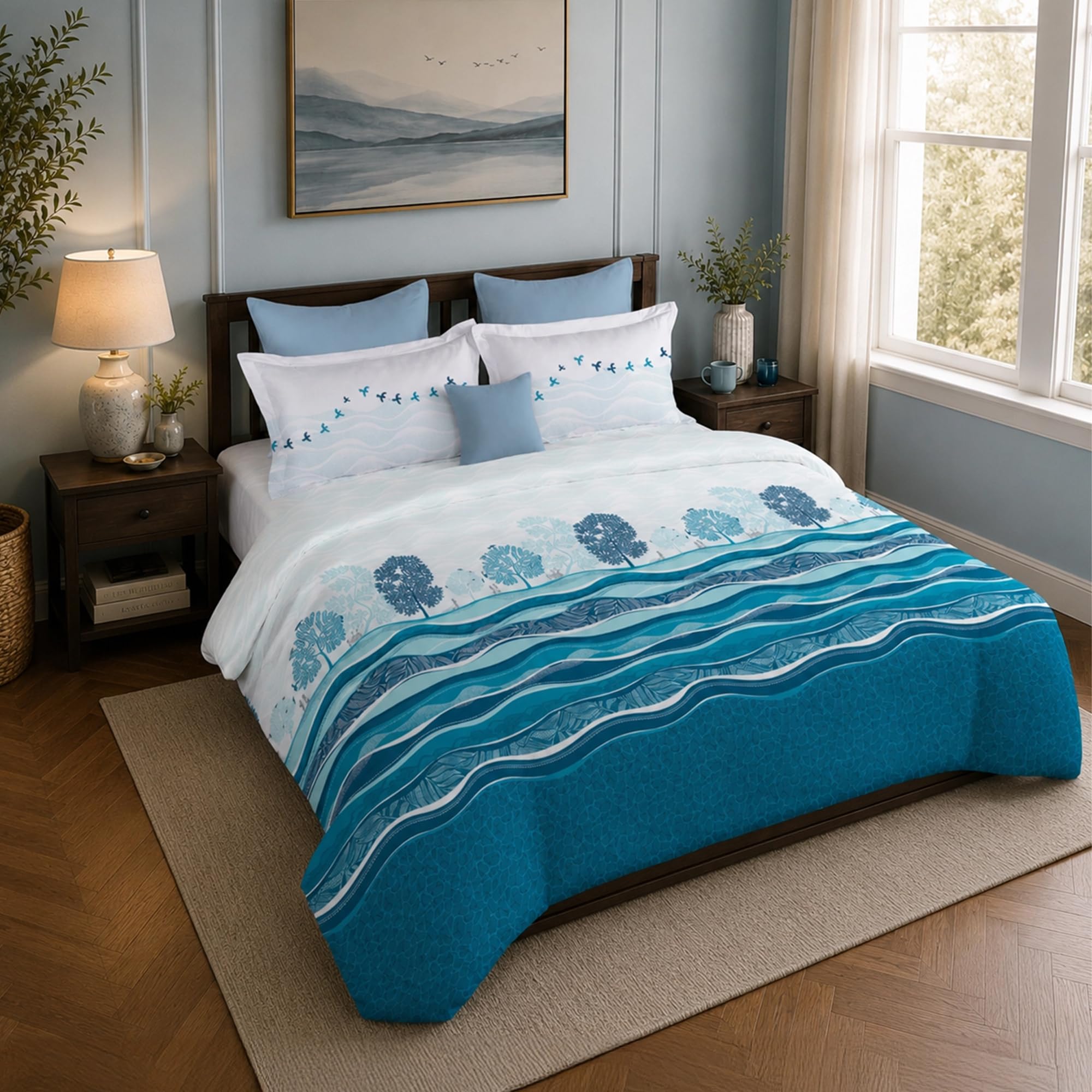 Myrident Bedsheet for Double Bed King Size | 108 Inches x 108 Inches | 210 TC 100% Cotton Bedsheet with 2 Pillow Covers | Classic Folklores Collection - River of Realms-picture-48