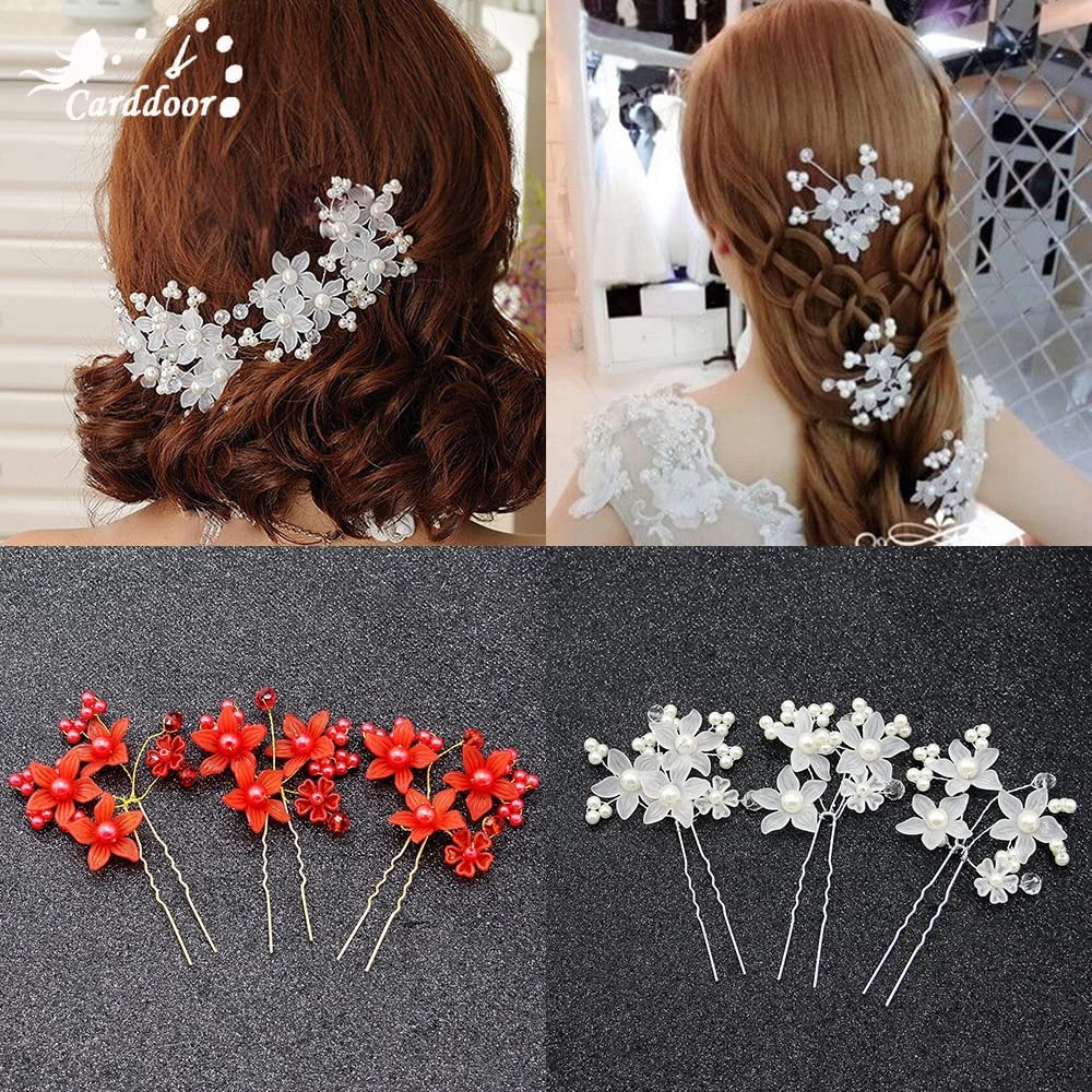 STYLEDOSE Bride Wedding Pearl Hair Pin Bridal Silver Crystal Hair Pieces Rhinestone Hair Accessories for Women and Girls (Pack Of 2) 3