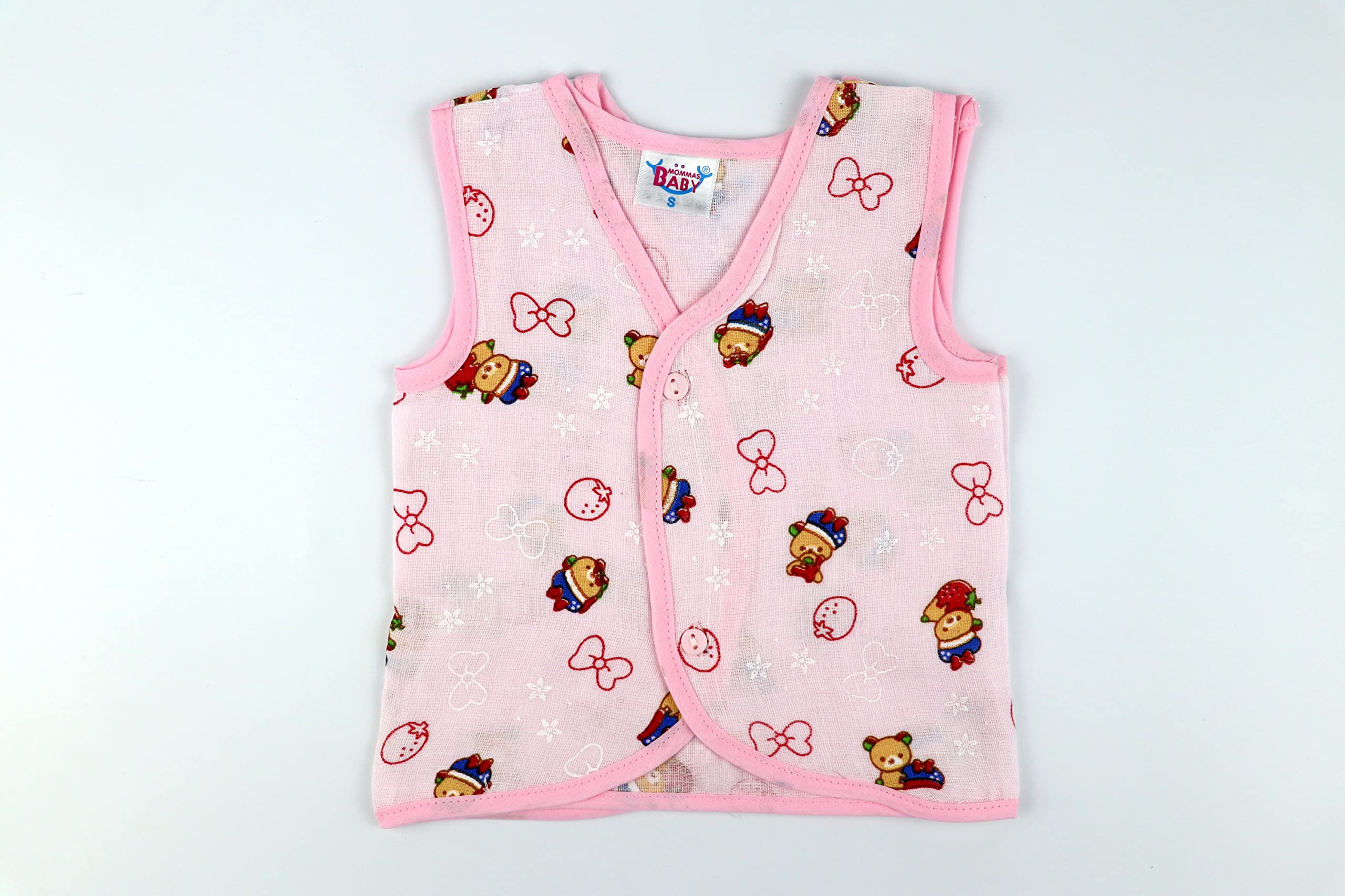 Mommas Baby Extra Soft Organic Cotton Muslin Jhabla Button Type (6pcs Pack) (Small, Colour Print)-picture-35
