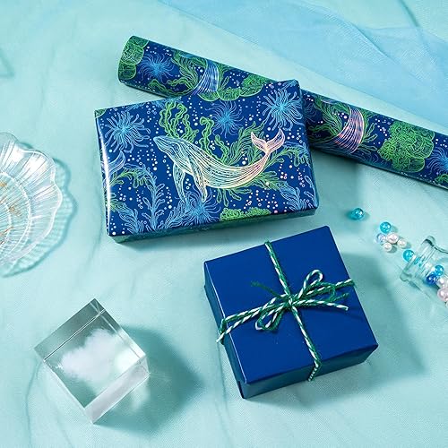 Miniatura 10 de WRAPAHOLIC Papel de regalo reversible  Mini rollo  17 pulgadas x 33 pies  Sirena con diseño colorido de lámina para cumpleaños de niños, fiesta,
