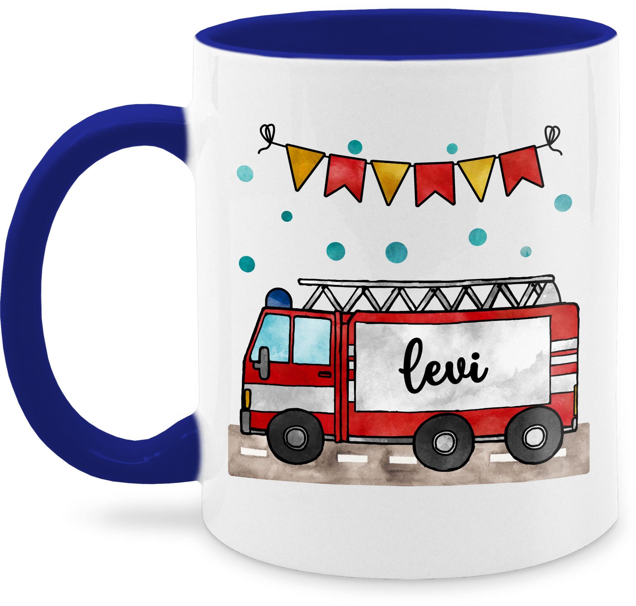 Emaille Tasse Mit Feuerwehrauto Motiv – 300 Ml, Robuste Blechtasse Mit Namenspersonalisierung
