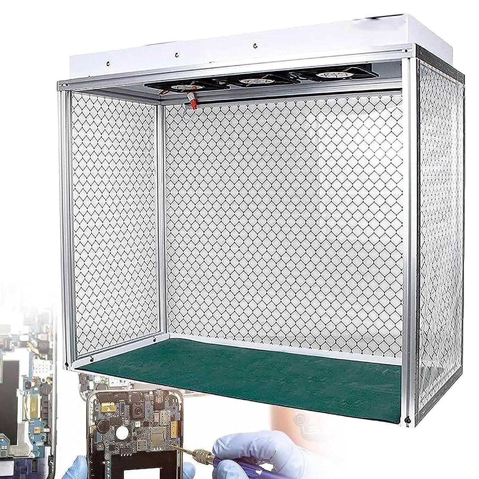 Laminar Flow Cabinet vertikaler laminarer Flusshaube, Luftströmungsrückbank Workstation -Tisch mit 3 Lüfter, Für die Reparatur/Workshop/Labor -Einrichtung von Mobiltelefonen LCD -Bildschirm