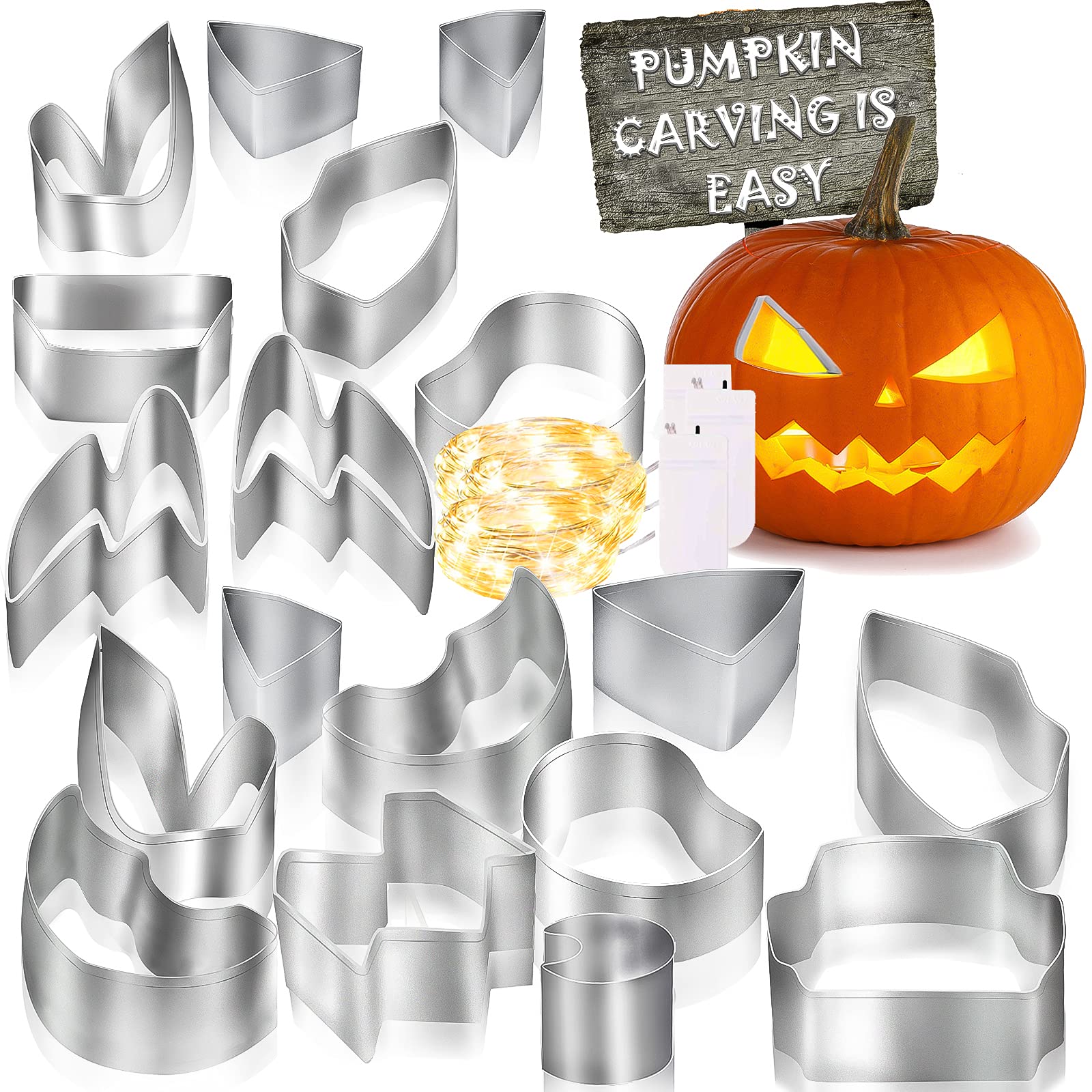 Buy Halloween Pumpkin Carving Kit with 3 String Lights, 21pcs Safe