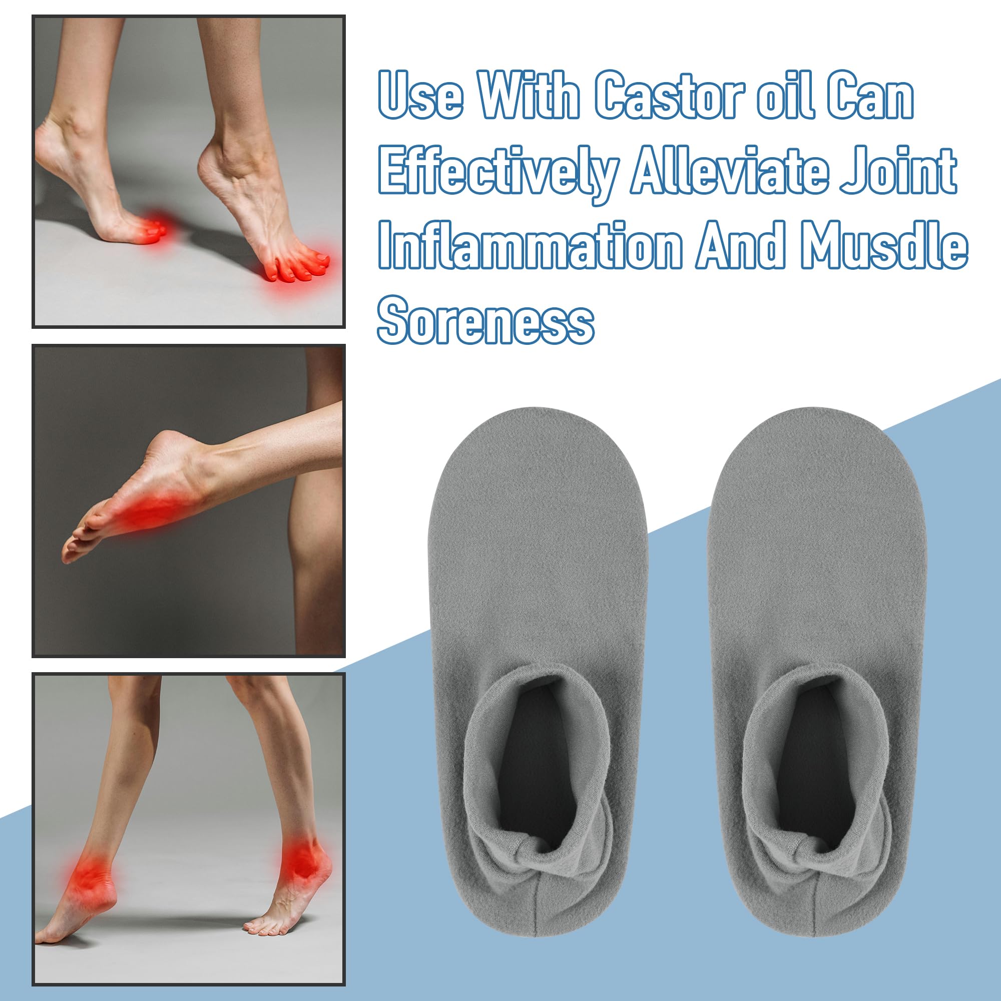 Castor Oil Pack Wrap for Feet, Organic Castor Oil Pack Wrap for Toes Cotton for Women?Castor Oil Pack Kit for Feet Arthritis and Feet Tingling feet Cracking, Moisturizing Feet (Oil Not Include)