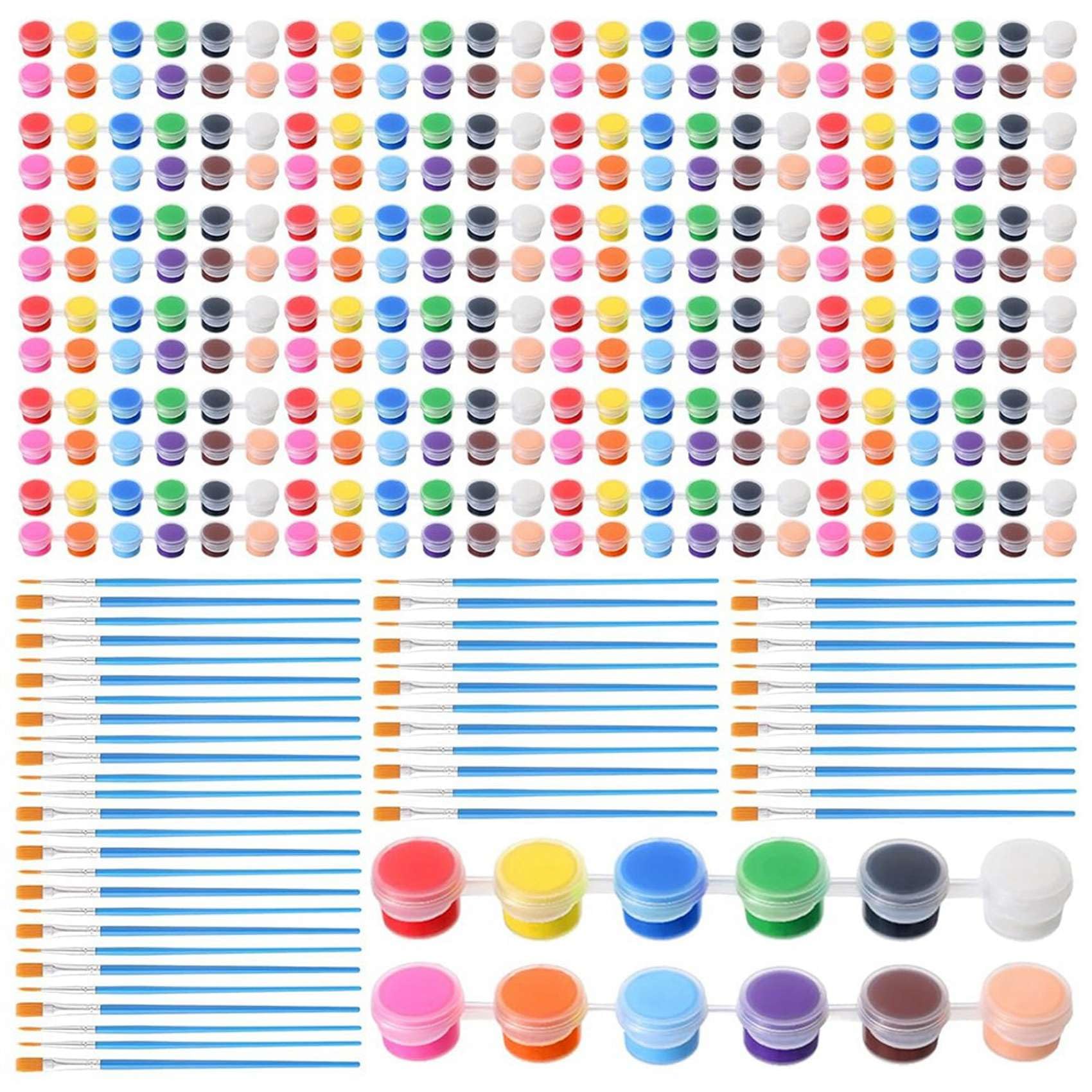 672-Teiliges Mini-Acrylfarben-Set, 48er-Set, 12 Farben, Acrylfarbstreifen, 48-Teilige Malpinsel für Kinder und Erwachsene (2 Ml)