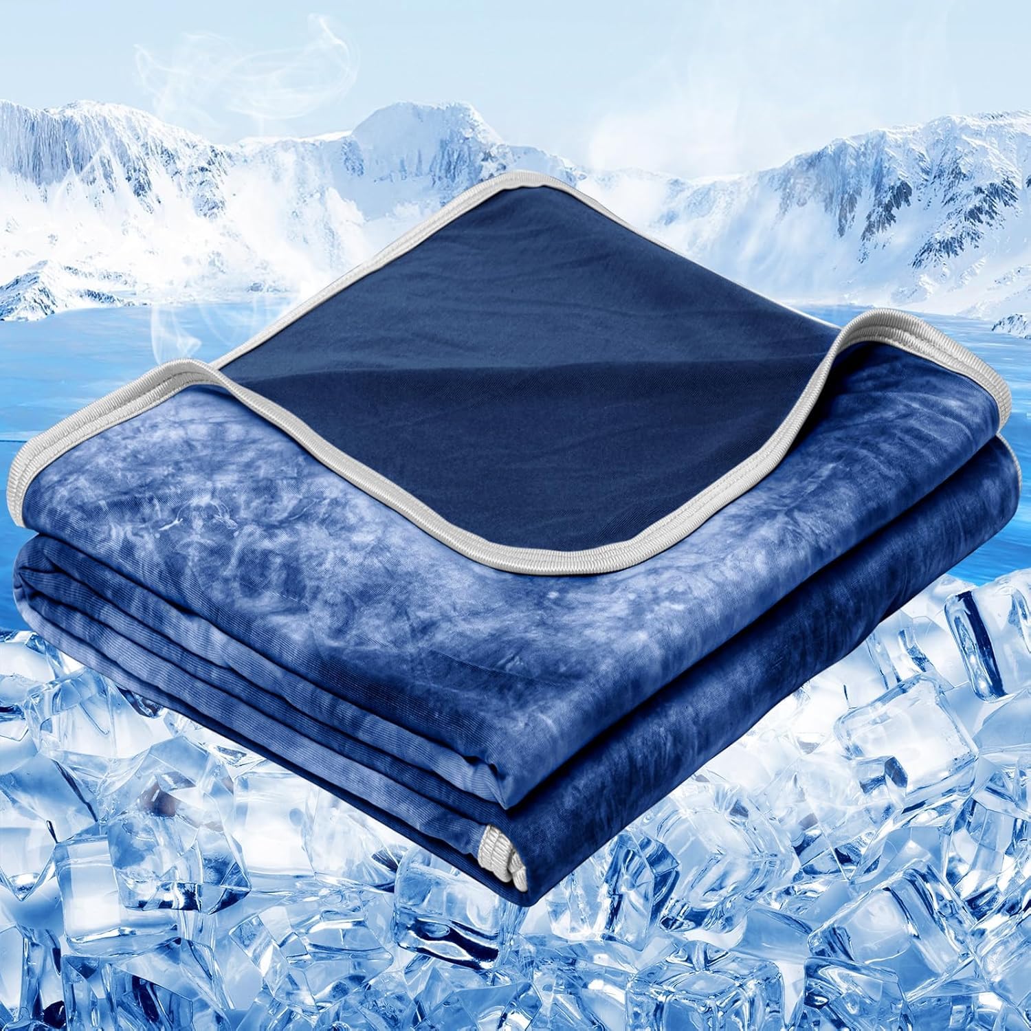 inhand Cooling Throw Blanket for Hot Sleepers (50"x60", Navy)
