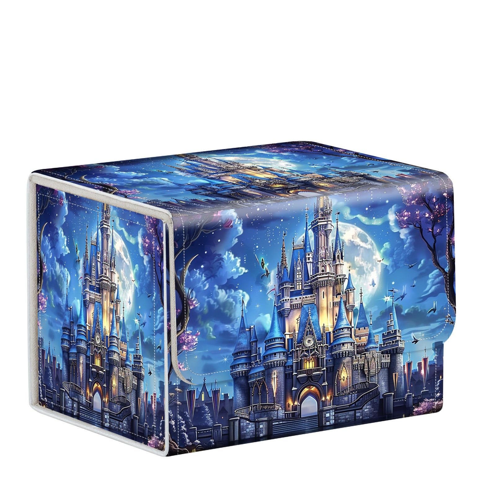 ETLKJVBL MTG Deck Box,Store and Protect Your MTG Commander Decks and Cards with this Durable Card Storage Box,Designed Specifically for MTG Players, Castle in Moonlight Surrounded