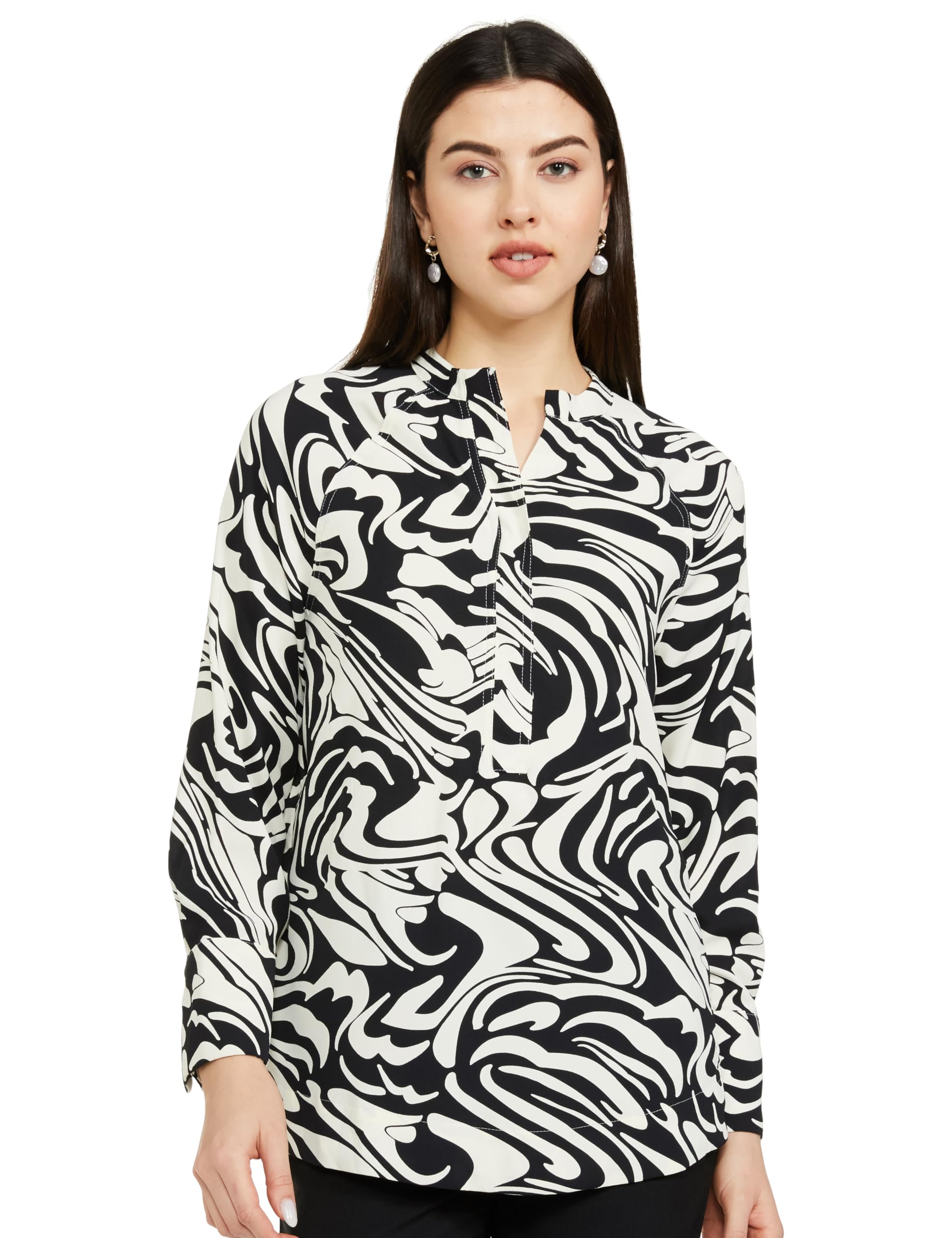 Marks & SpencerWomens Printed Polyester V-Neck Oversized Fit Top