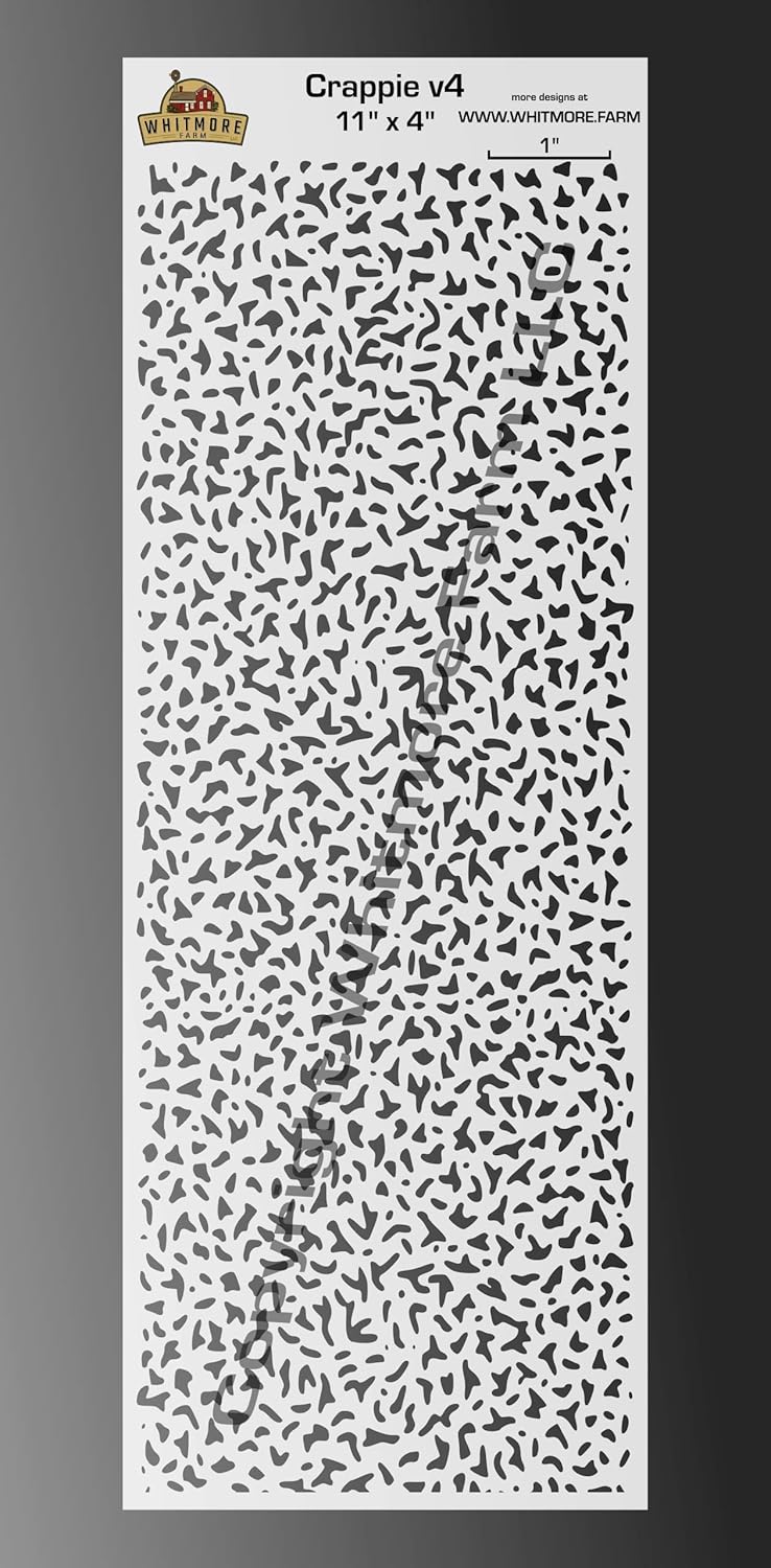 Crappie v4 Large Format Mesh Fishing Lure Airbrush Stencil – 11″ x 4″ - Mylar Reusable (10 Mil Mylar)