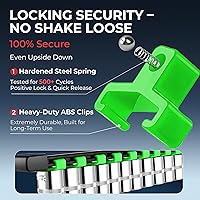Vista 12 de Organizador de enchufes de 3 piezas, unidad de 3/8 pulgadas x 45 clips, soporte de enchufe de ABS resistente con tapas de extremo extraíbles, riel