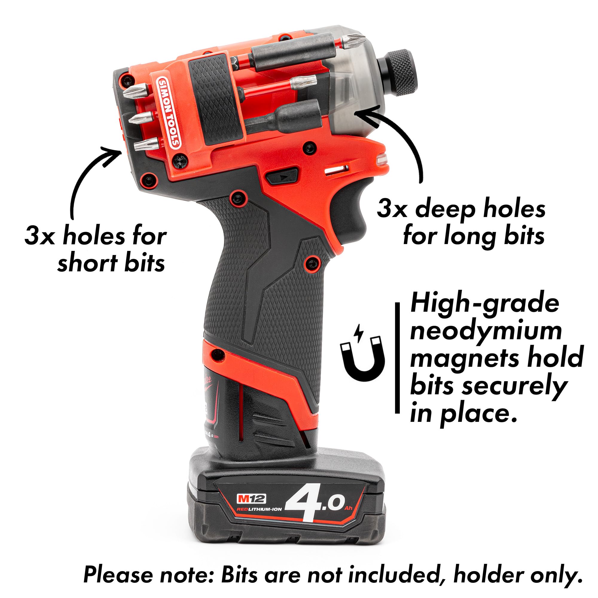 Simon Tools Soporte magnético para brocas Milwaukee M12 Gen 2 y taladro - Soporte de brocas Milwaukee para M12