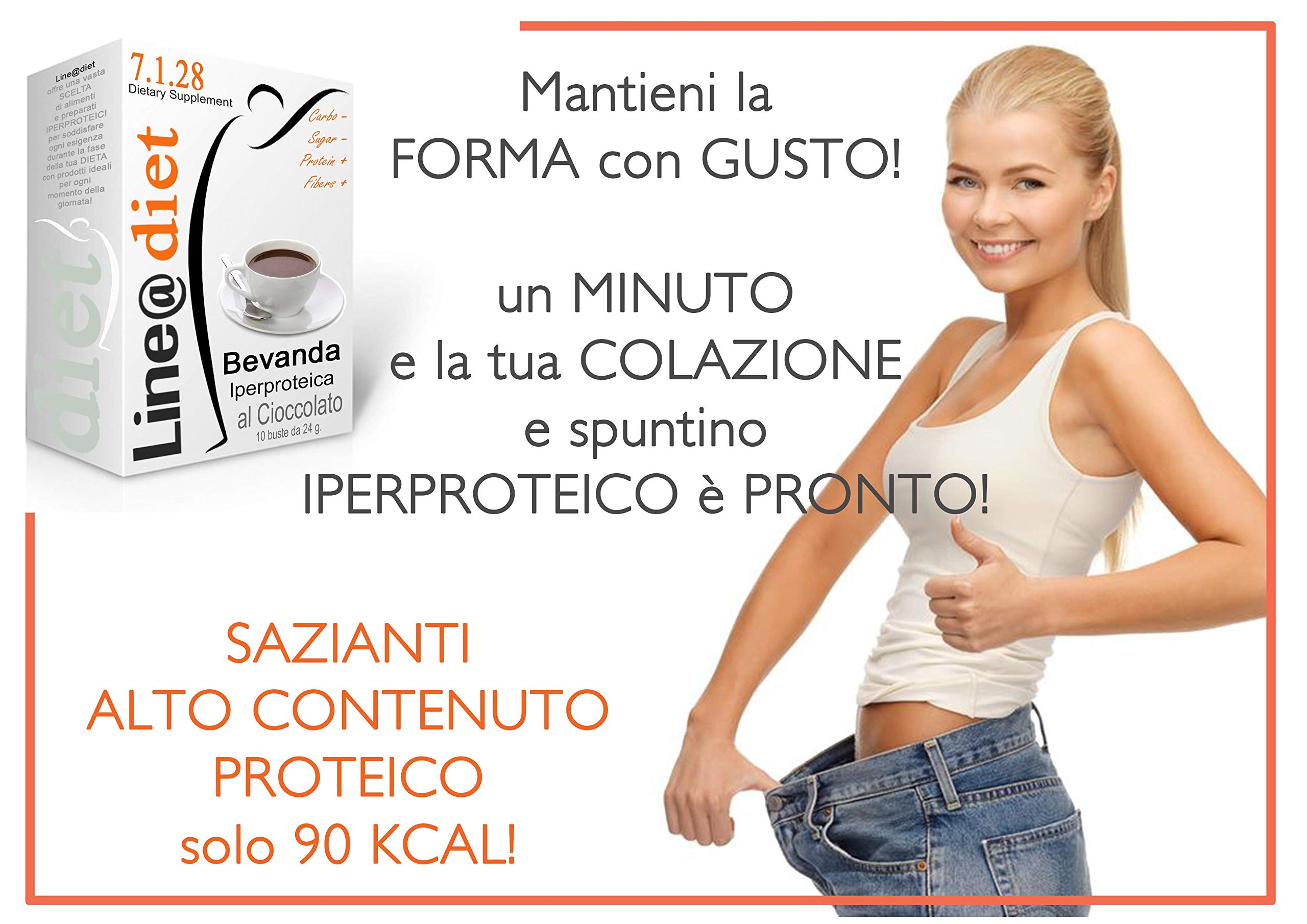 10 preprati in polvere monodose Line@diet per BEVANDE PROTEICHE: 10 CACAO