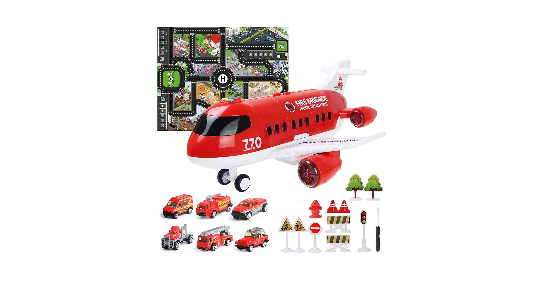 Coolplay Red Airplane Toy Set - Rescue Fire Truck ... - Amazon.com