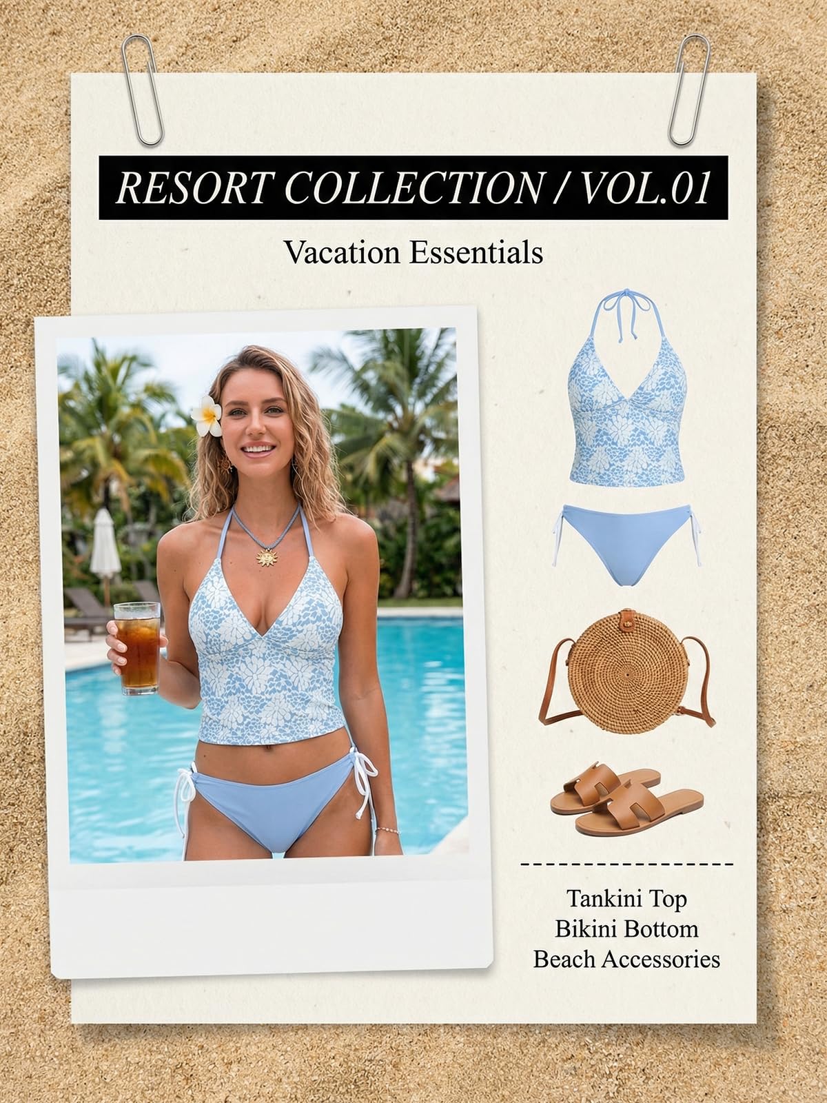 CUPSHE Ensemble tankini pour femme - Joli dos nu - Bretelles - Bloc de couleurs - Taille moyenne - Liens latéraux