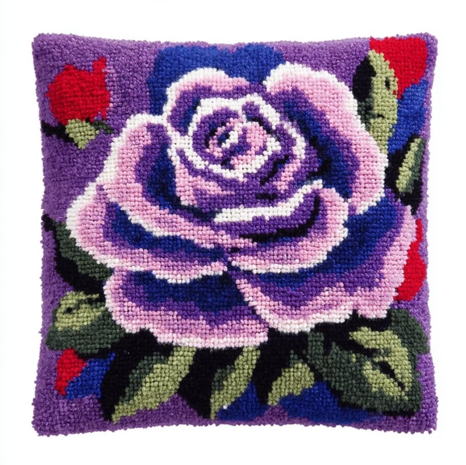 WallustrioaW 43x43cm DIY Latch Hook Cushion Kit,Purple Roses