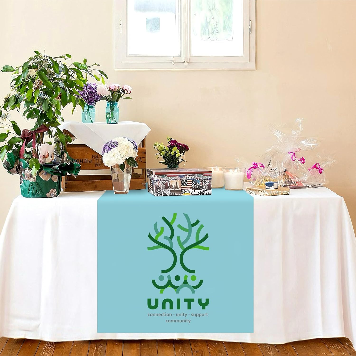 Custom Table Runner with Business Logo 36 in x 72 in, Customzied Banner and Signs, Personalized Vendor Display Supplies Customizable Promotional Items with Your Logo Table Cloth