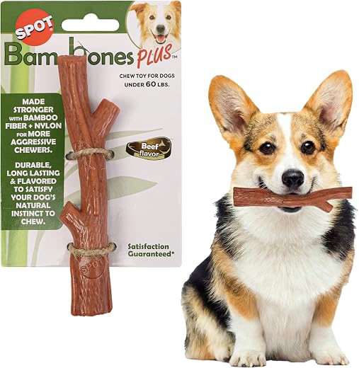 SPOT by Ethical Products- Bambone Bamboo Stick Durable Dog Chew Toy for Aggressive Chewers – Great Toy for Puppies and Puppy Teething – A Non Splintering Alternative to Real Wood – Large