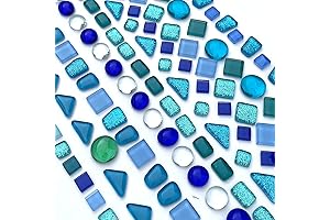 LITMIND Assorted Blue Irregular Crystal Mosaic Tiles for Arts and Crafts