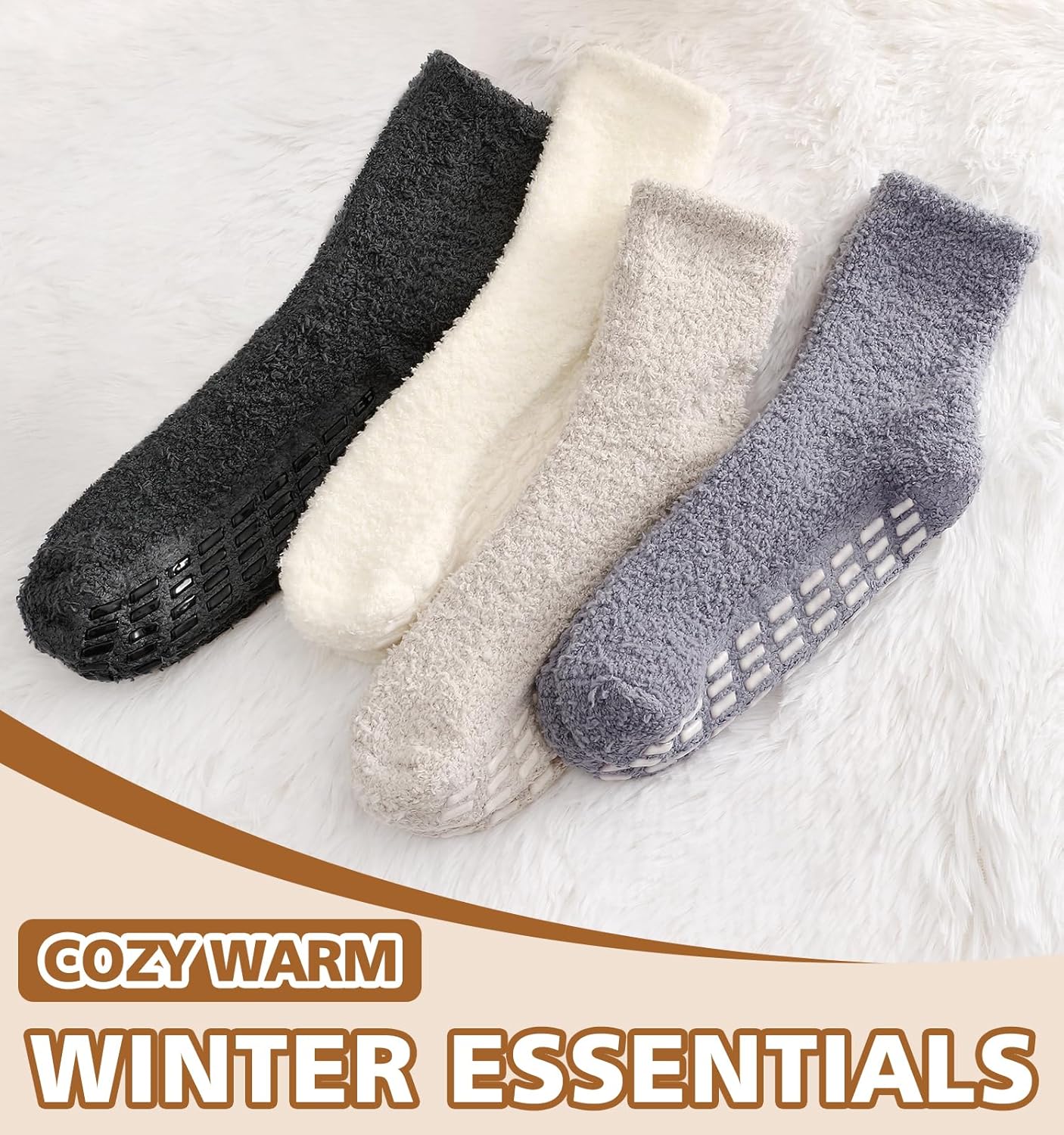 Slipper Socks for Women Men Grip Hospital Socks with Grips Fuzzy Non Slip Warm Womens Gifts - Image 5